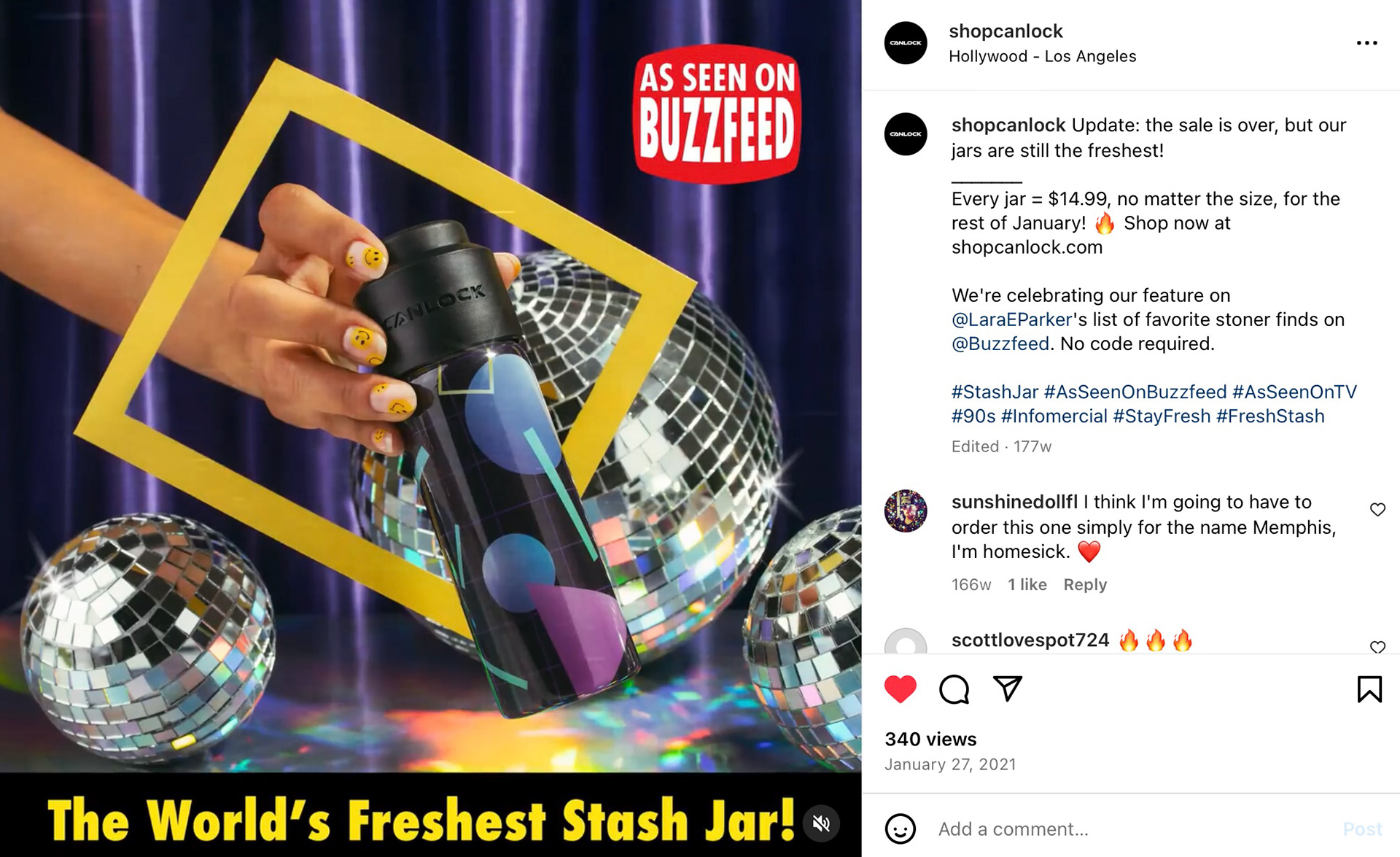 Every jar = $14.99, no matter the size, for the rest of January! 🔥 We’re celebrating our feature on @LaraEParker’s list of favorite stoner finds on @Buzzfeed. No code required.