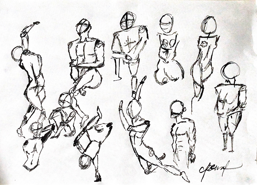 gesture study (india ink, drawn with a twig), 2019