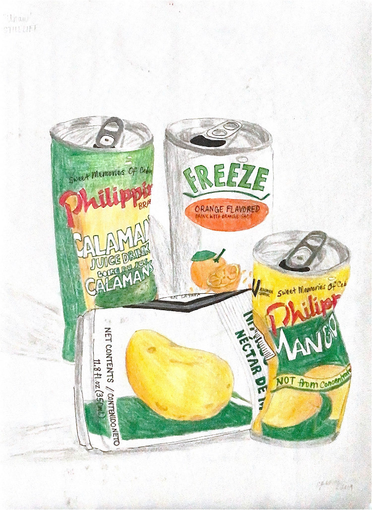 aluminum can study (colored pencil), 2019