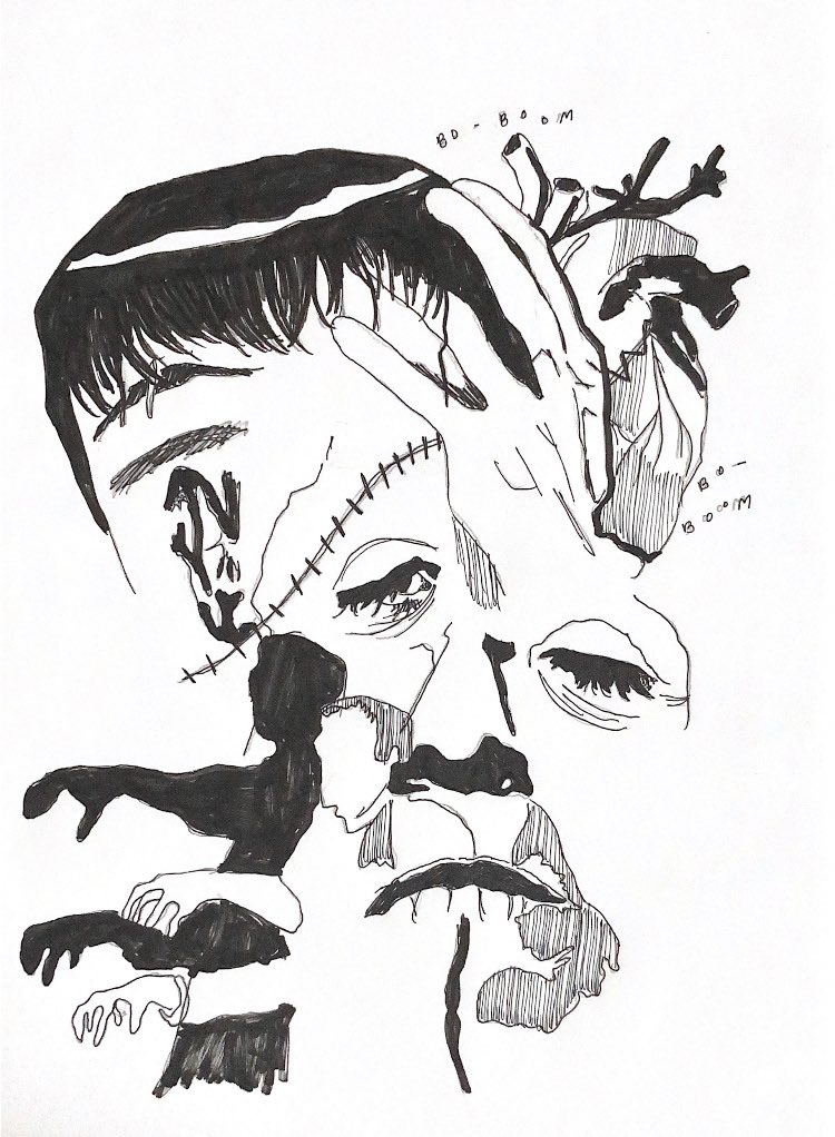 Dr. Frankenstein 's invention comes to life. The Creature is born.