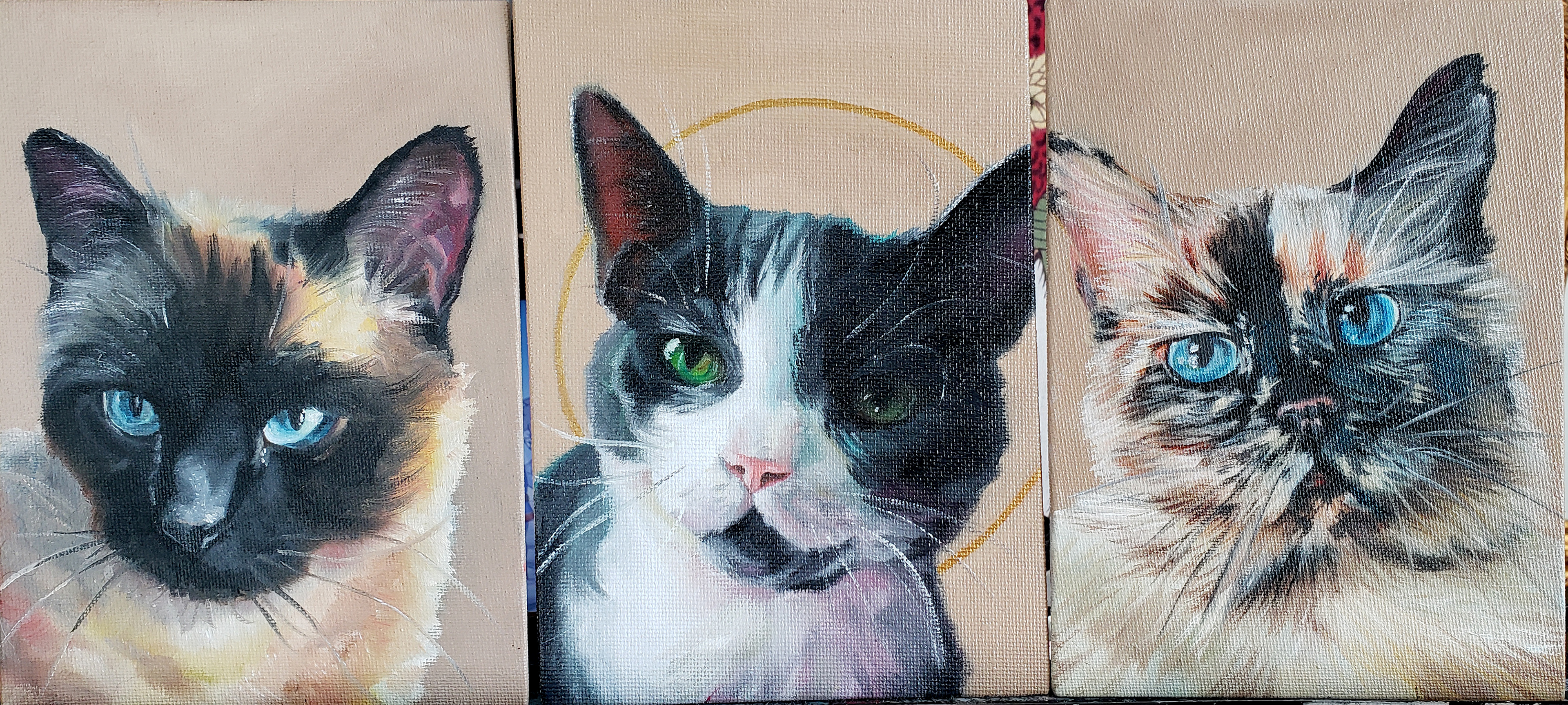 "The Triad", Commission for client, oil on canvas, 2019