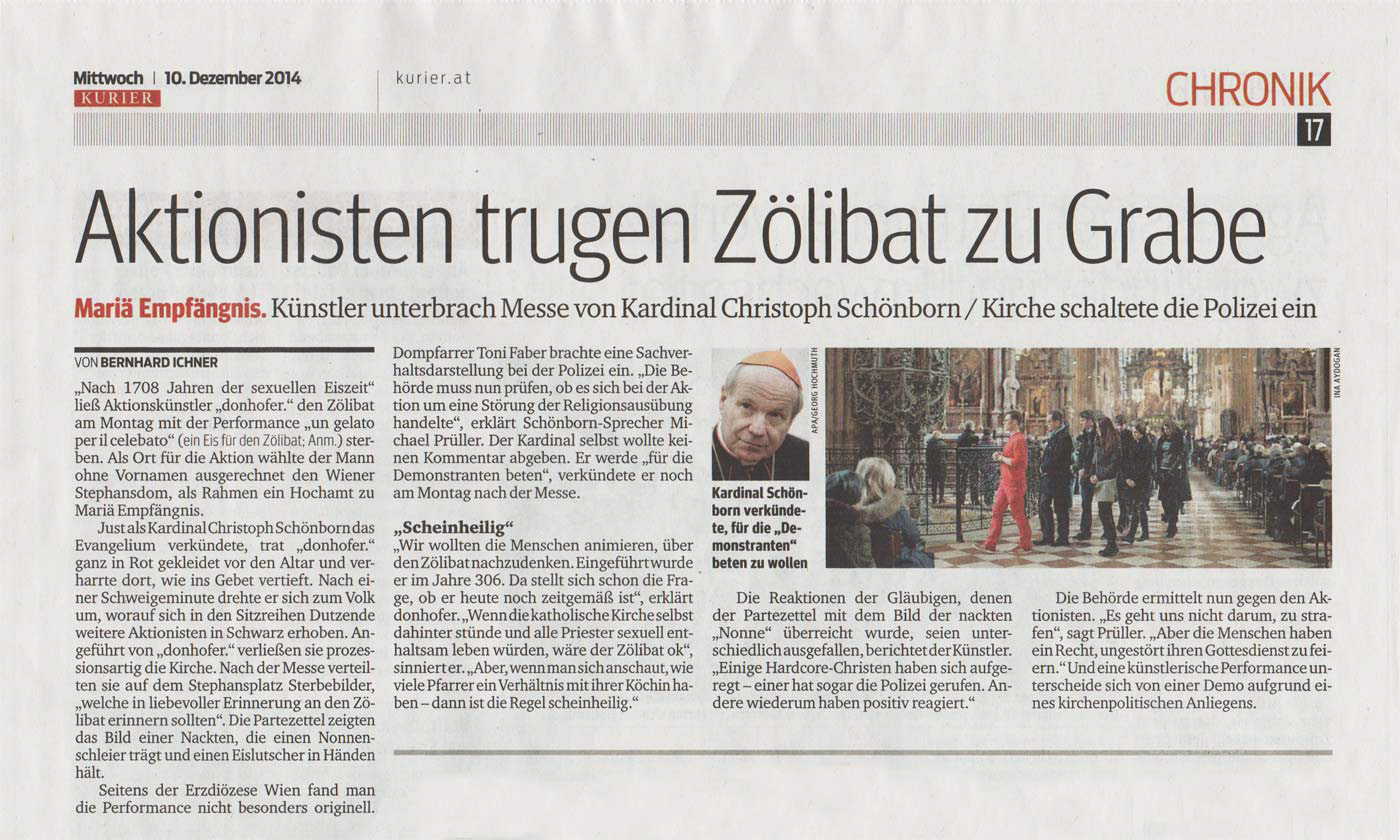 Aktionisten trugen Zölibat zu Grabe