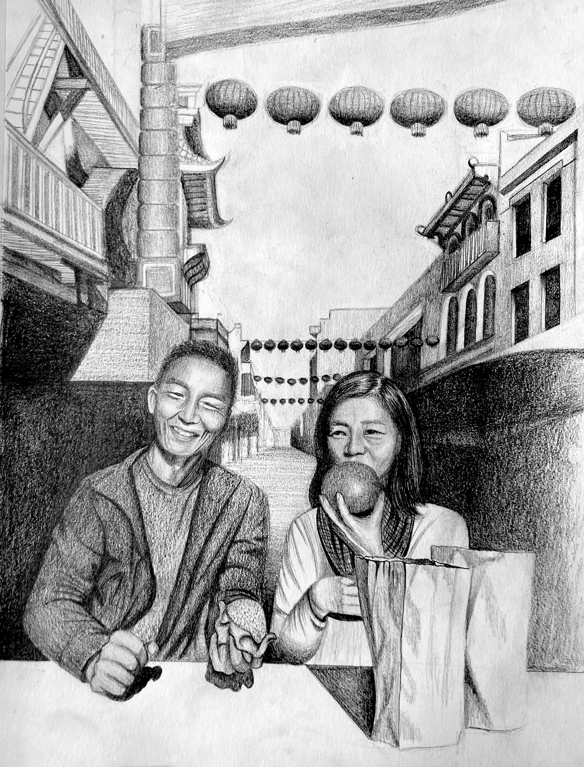 Chinatown, 2021. Graphite.