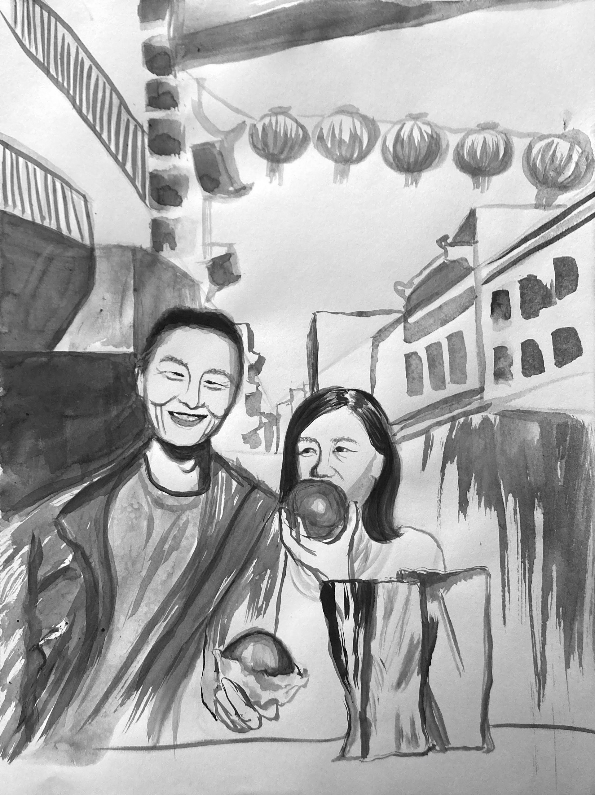 Chinatown, 2021. Sumi ink.