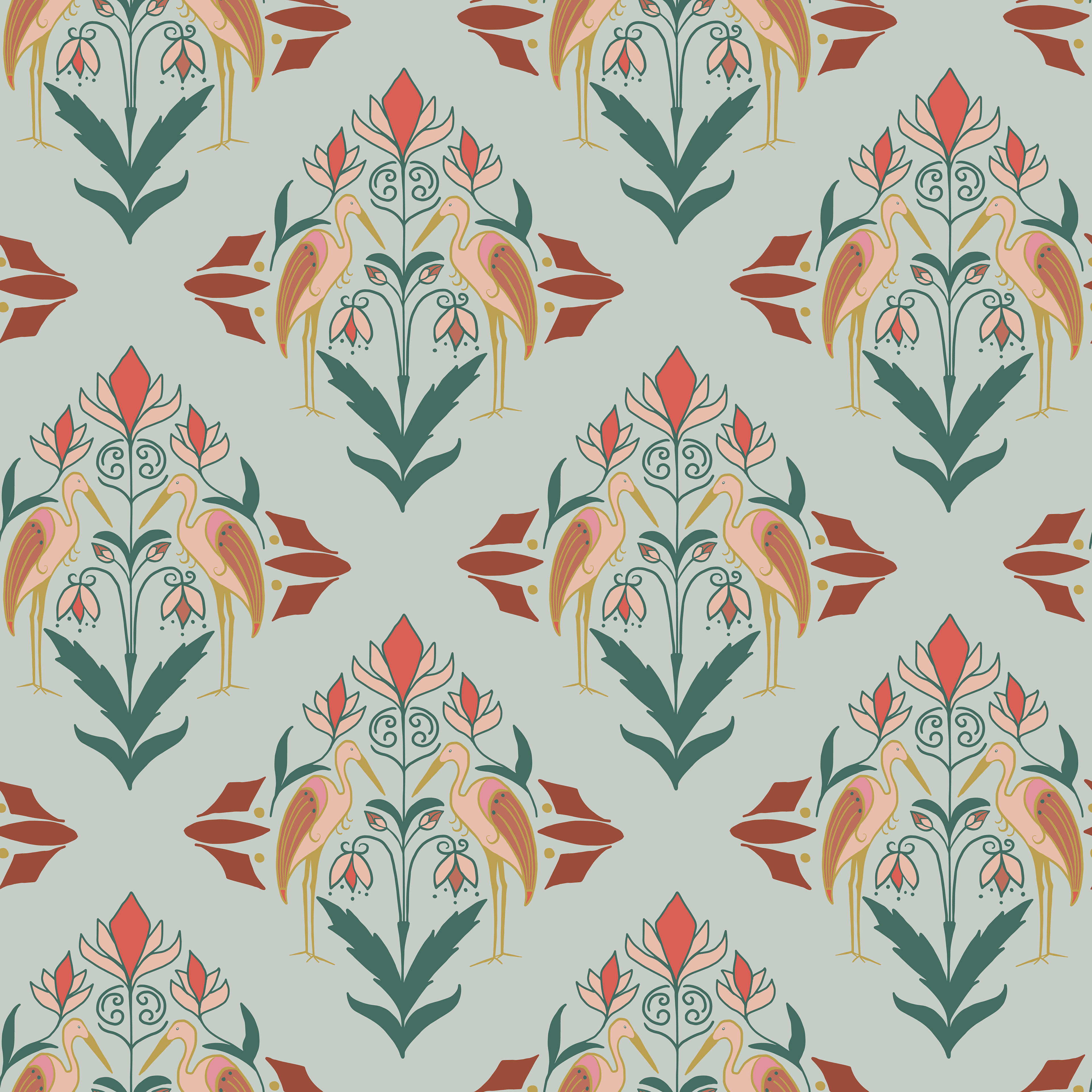Art Deco Heron Pink
