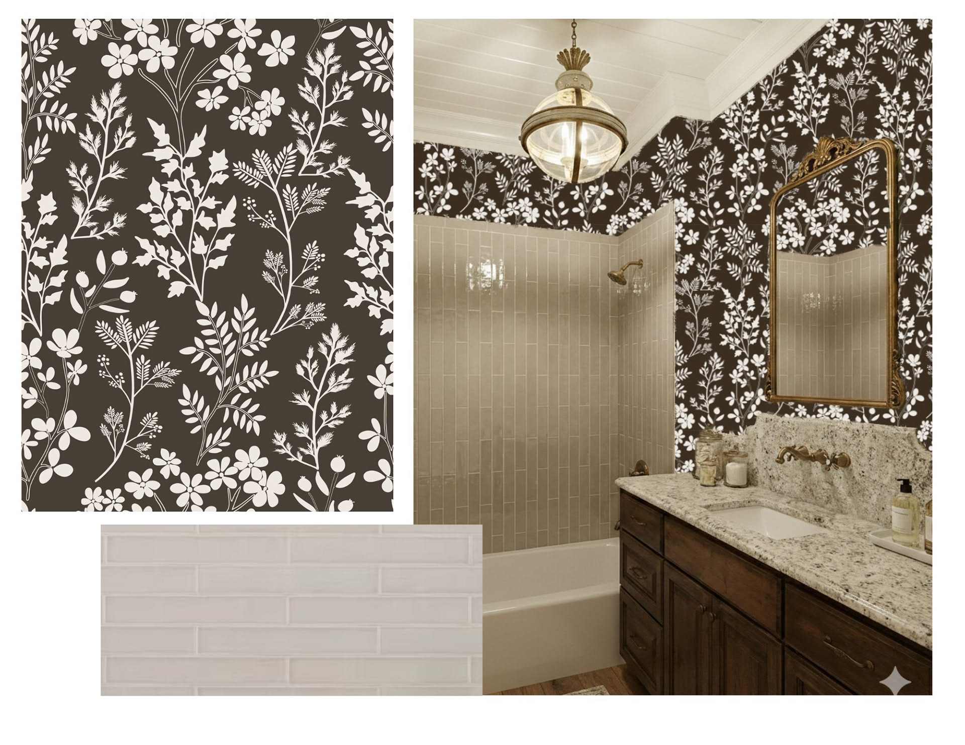Guest Bath Custom Design Wallpaper - Nonwoven Fiber Paper
