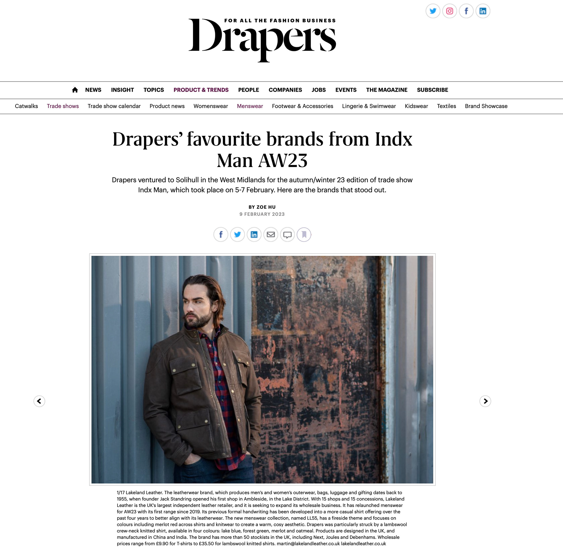 Drapers Lakeland Leather Tear Sheet 2023