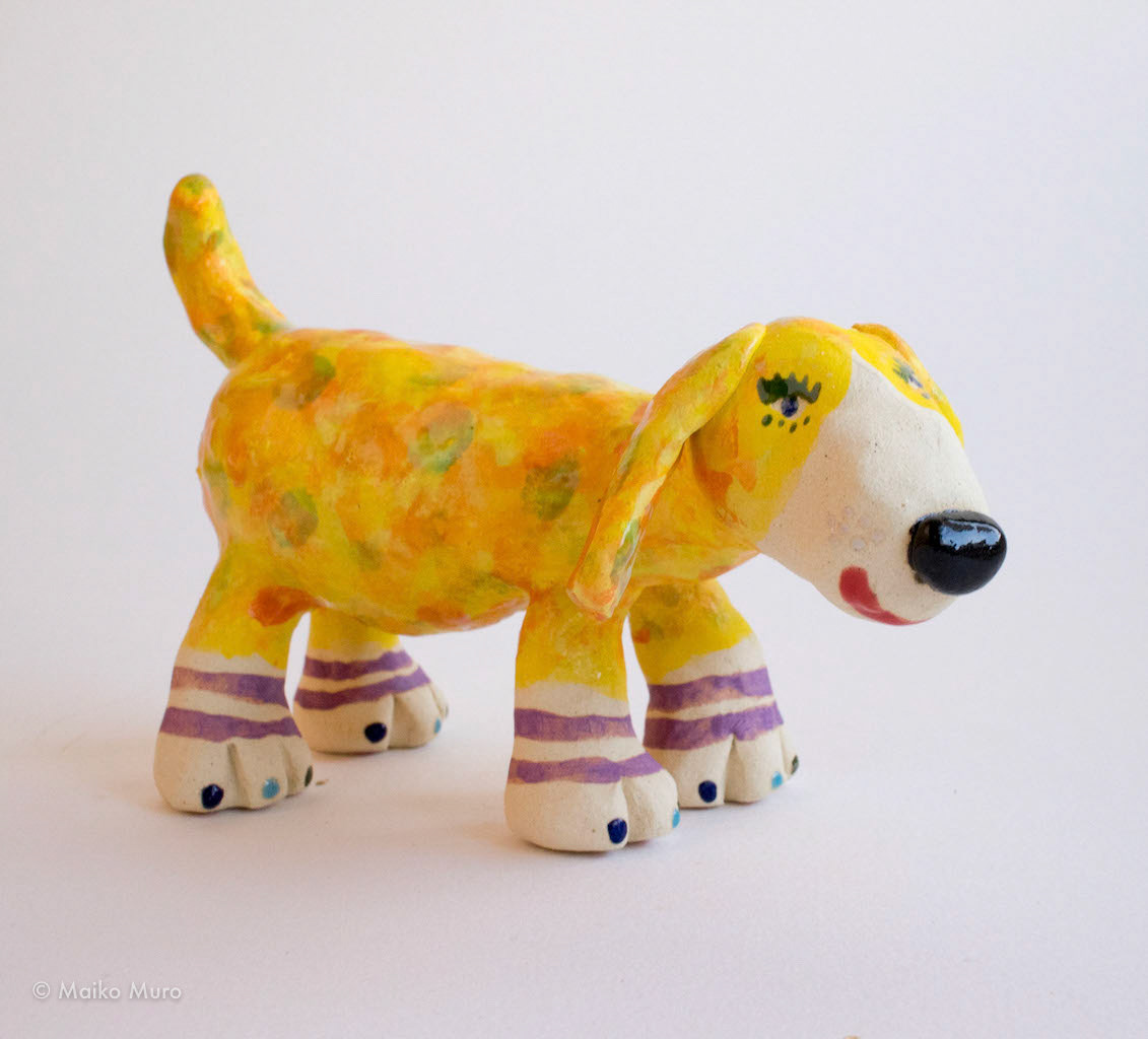 黄色い犬 yellow dog 陶 ceramic 9.5x15x6.5 cm / 2017