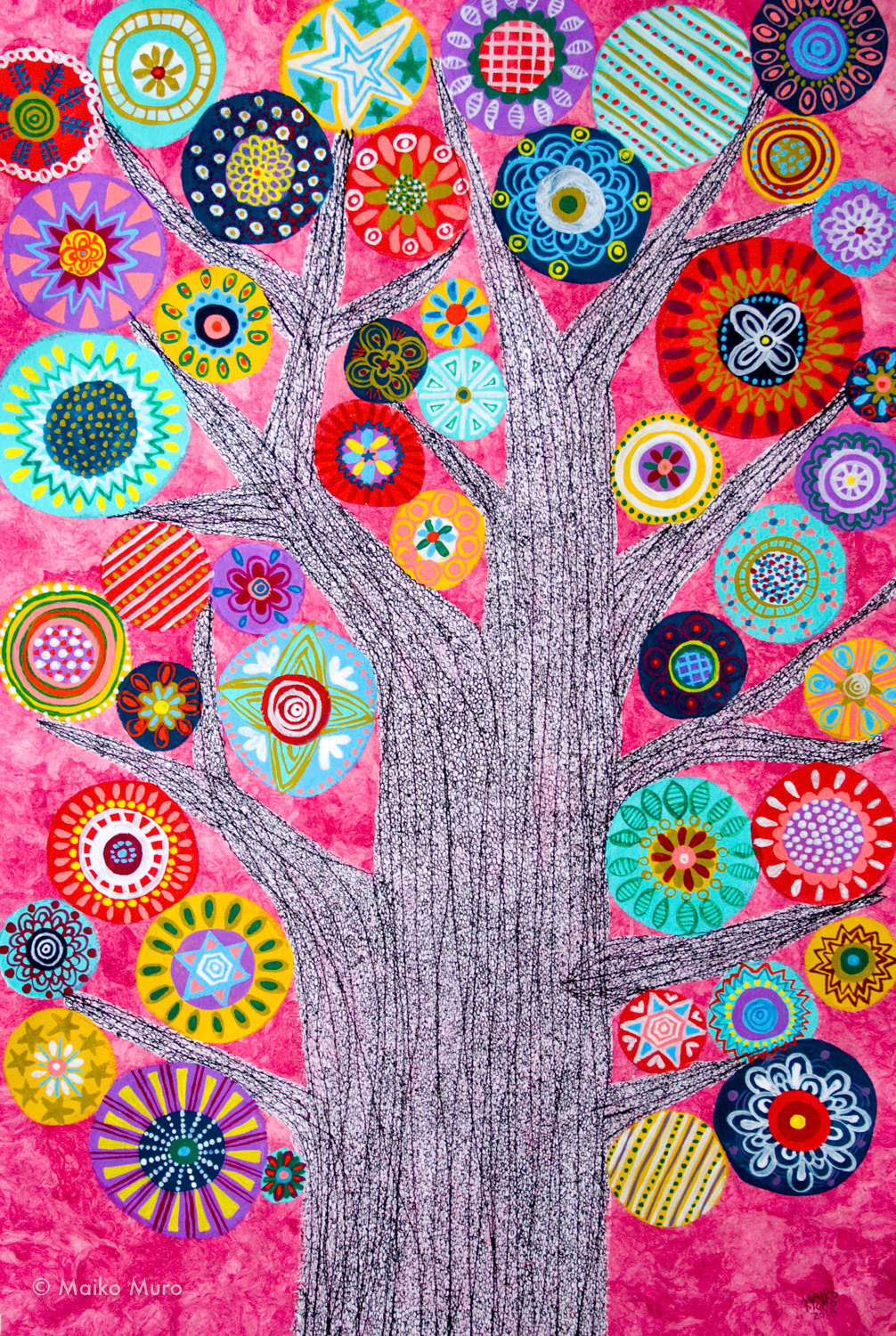 minori (アマテ紙にアクリル、インク、糸 / 60x40 cm / 2013) minori (acrylic, ink and strings on amate paper / 60x40 cm / 2013)