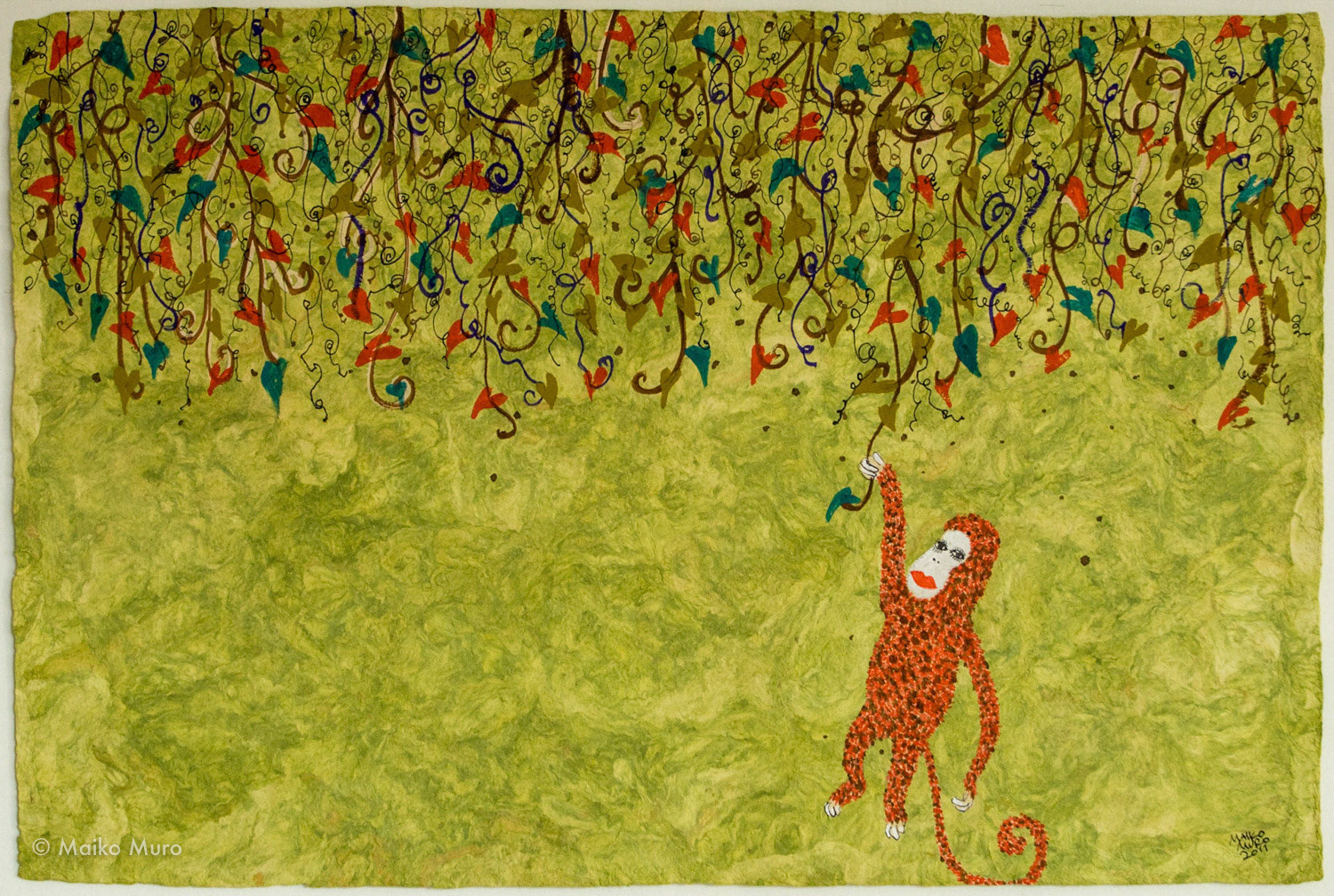 el próximo paso (アマテ紙にアクリル、インク / 40x60 cm / 2011) el próximo paso (acrylic and ink on amate paper / 40x60 cm / 2011)