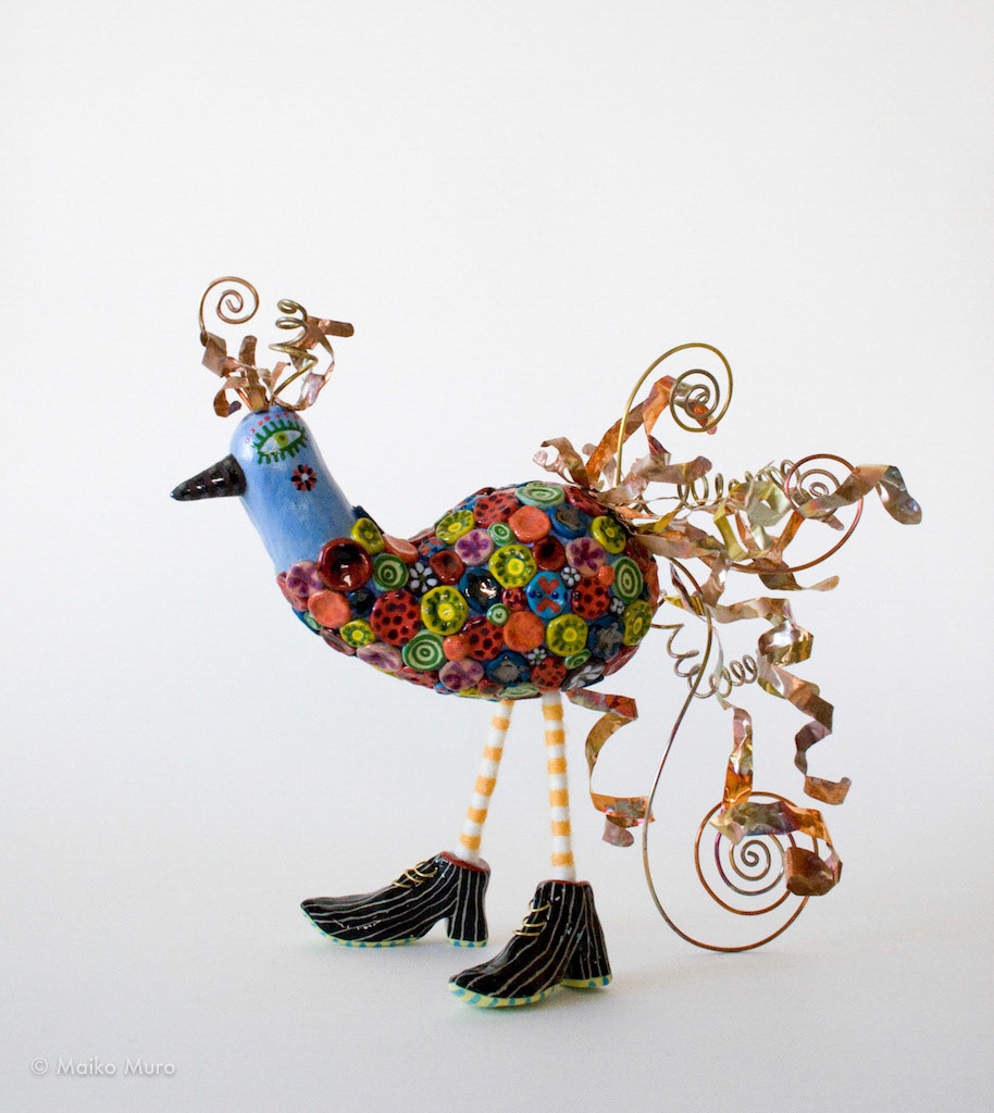 歩けば何か見つかる  I can see something if I walk 陶、銅、真鍮、フェルト  ceramic, copper, brass, felt 26.5x25x18cm / 2010