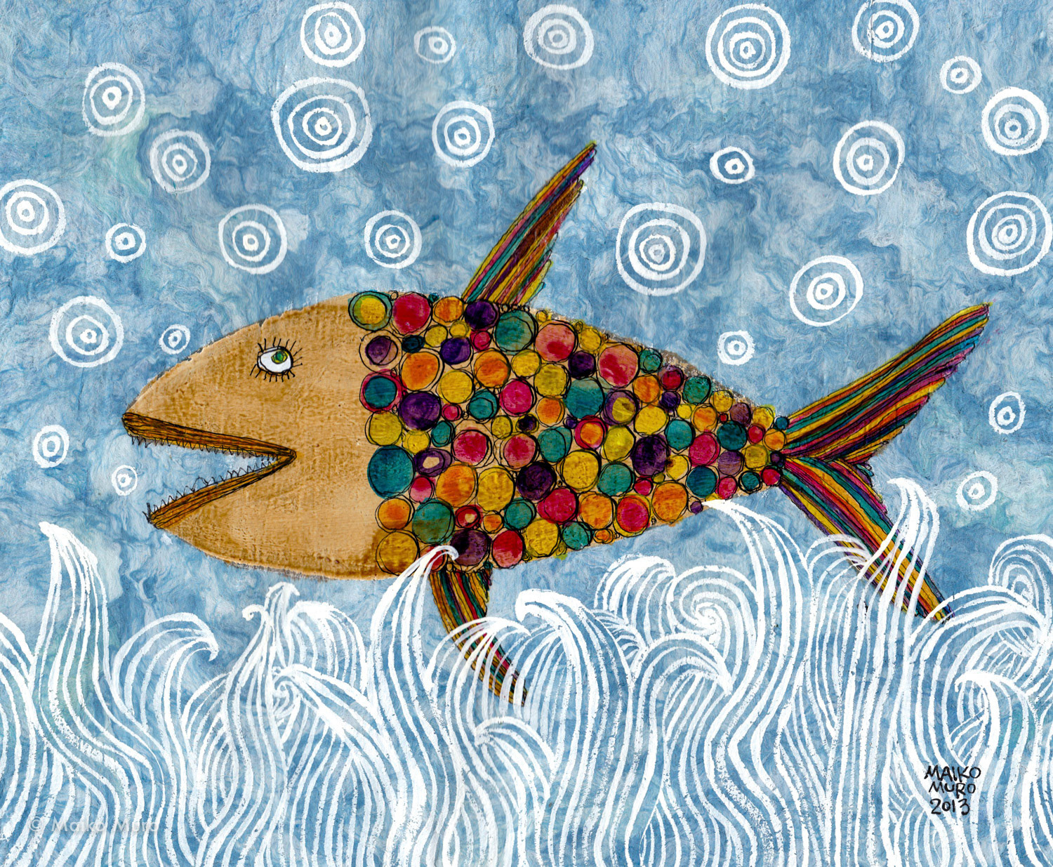 寝てる間に食べておいてあげる。 I / アマテ紙にアクリル、インク、バニス / 20 x 24.3 cm / 2013 I’ll eat it when you’re asleep. I / acrylic, ink and varnish on amate paper / 20 x 24.3 cm / 2013