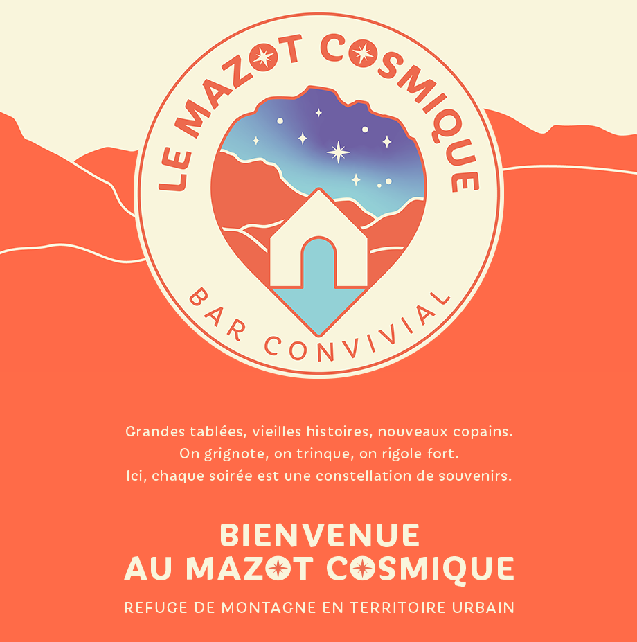 Logo Mazot Cosmique, identité visuelle créée par Mathilde Xardel, direction artistique et identité visuelle