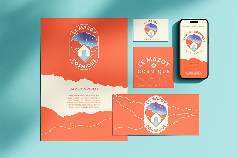 identité graphique Mazot Cosmique - DA et design Mathilde Xardel