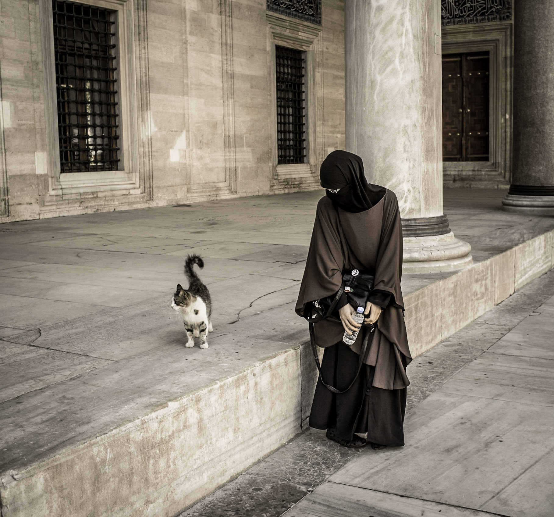 Woman and cat in Istambul
