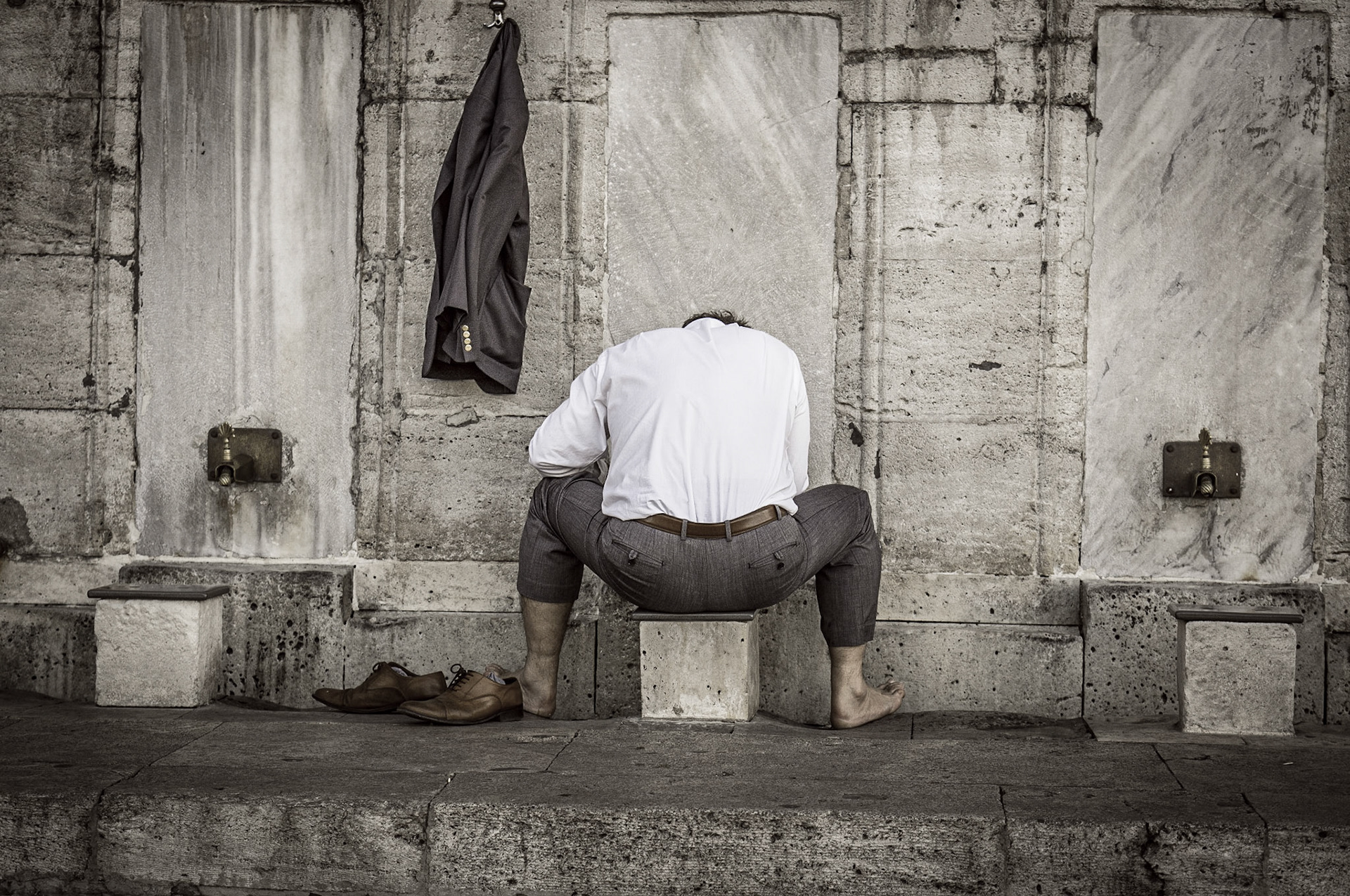 Wudu is the Islamic procedure for cleansing parts of the body, a type of ritual purification, or ablution. Wudu consists of washing the face, arms, then wiping the head and finally washing the feet with water and is an important part of ritual purity in Islam.