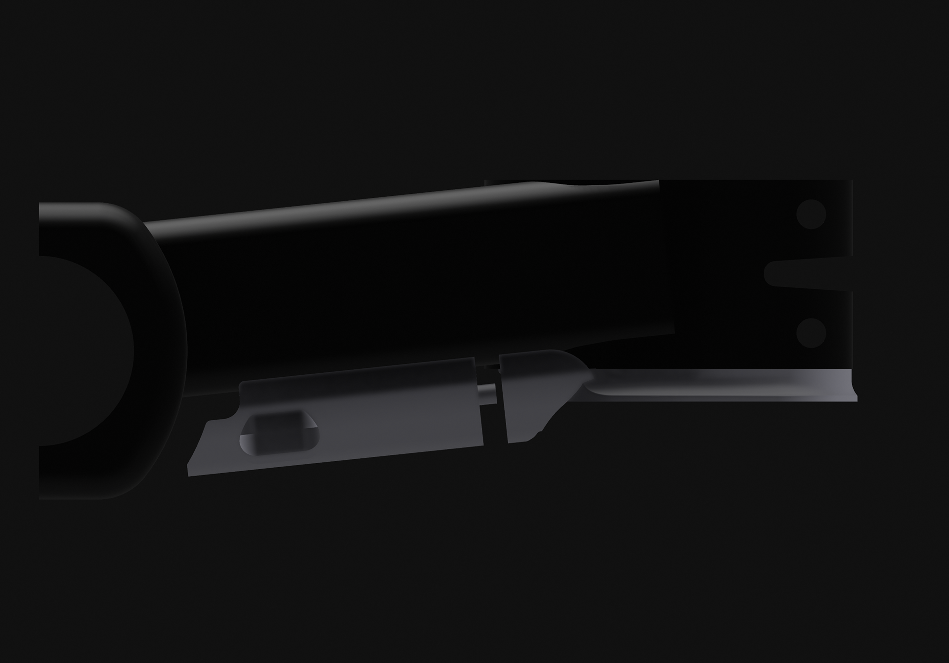 Render showing almost assembled fit under the stem