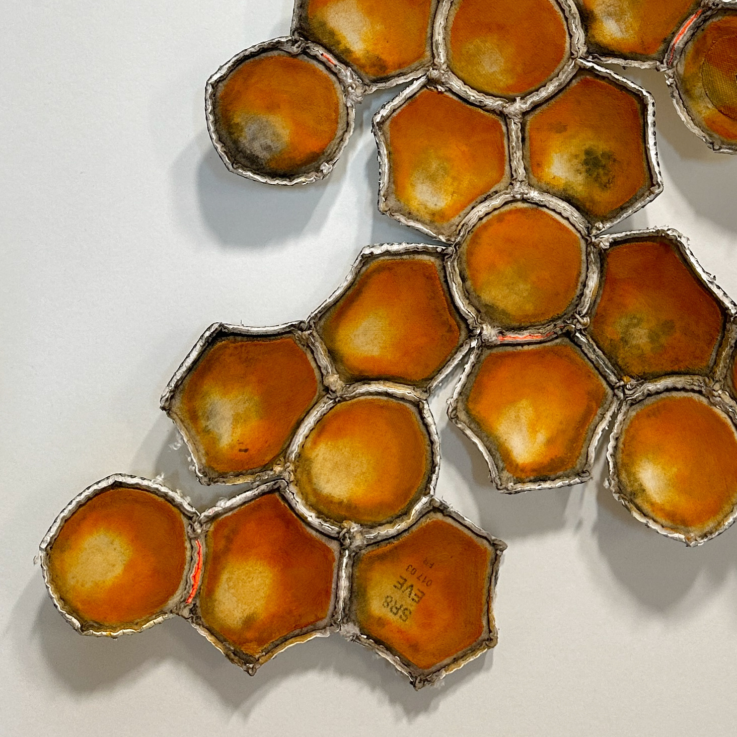 Tessellation # 3, 2023, Deconstructed soccer ball, acrylic and oil paint – SOLD