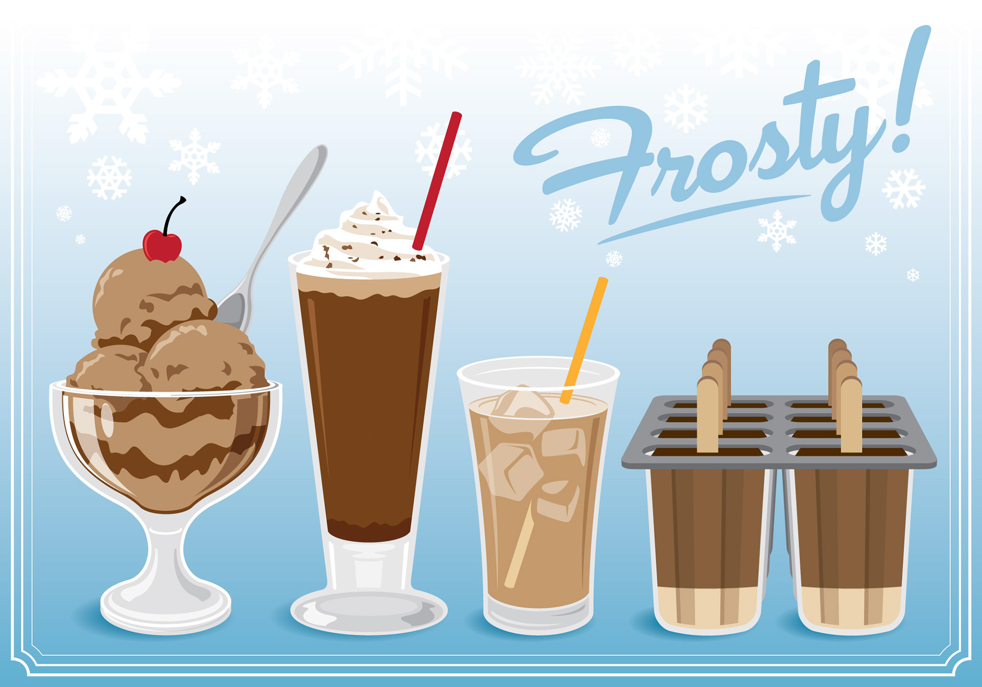 Custom illustrations of cold brew coffee recipies