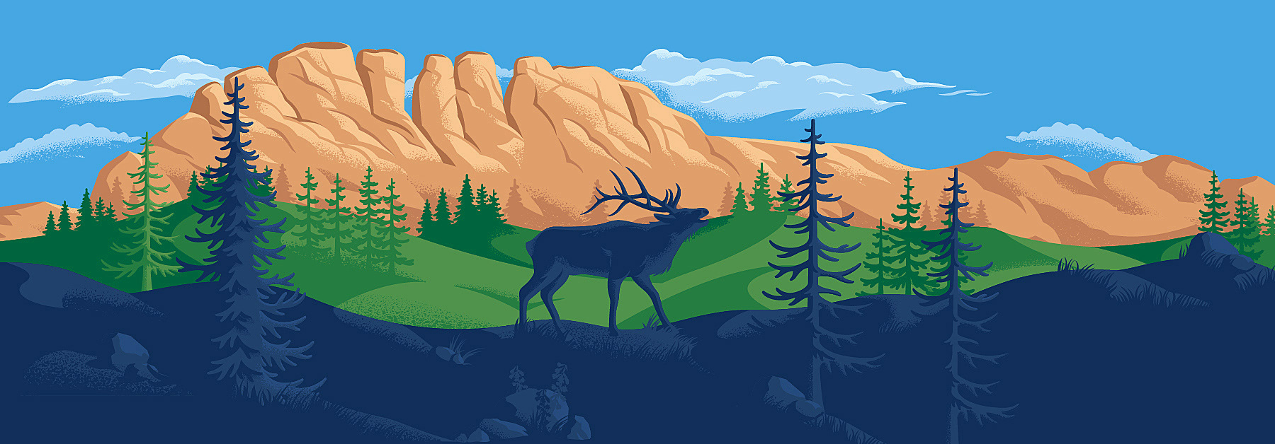 Illustration of Horsetooth mountain for TransFort's new battery-electric bus - 2022