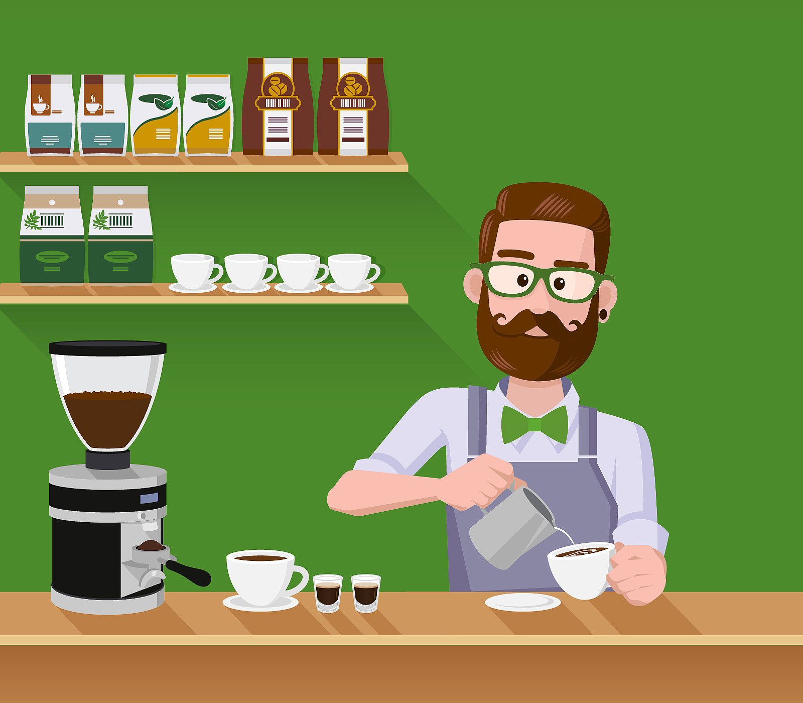 Bastisa at café character design, 2014