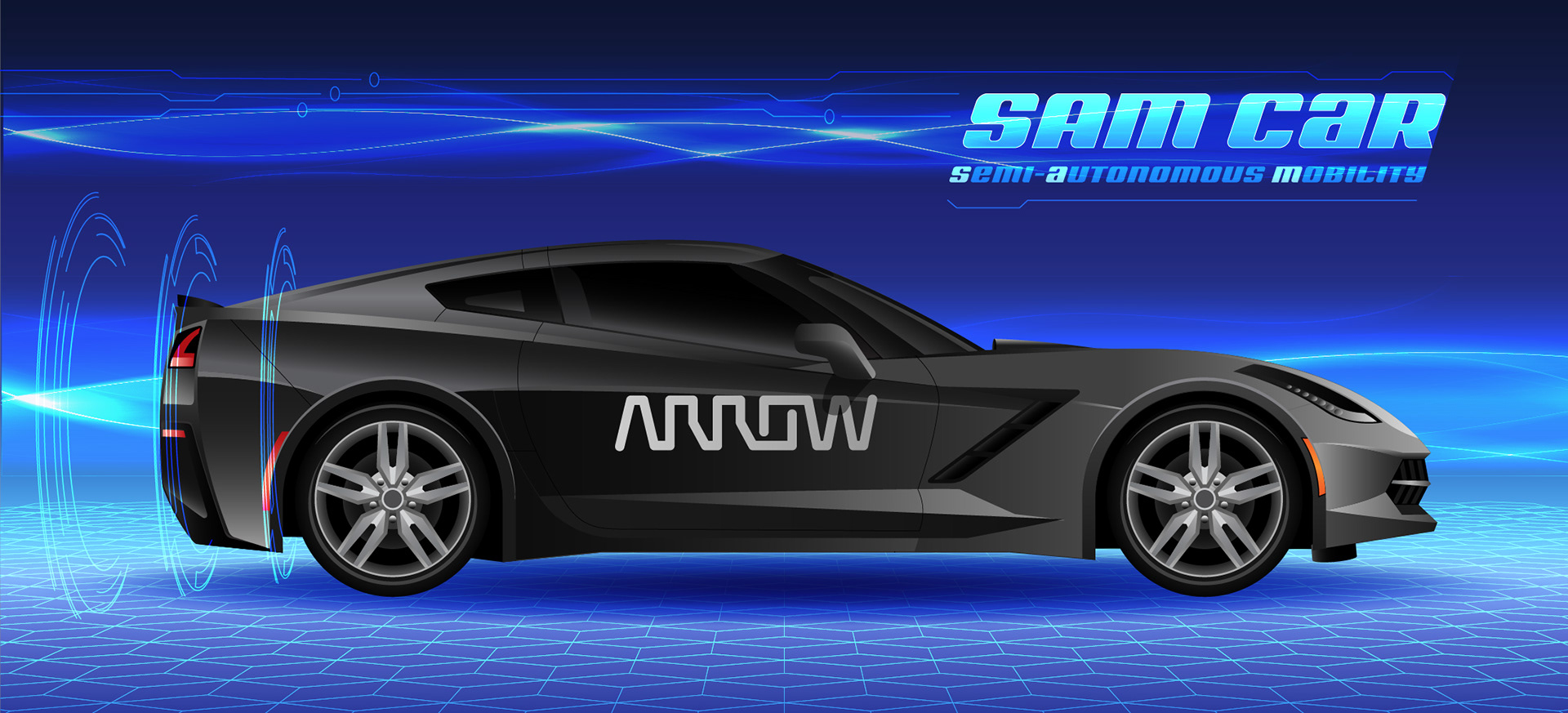 Illustration of Arrow Electronics' semi-autonomous S.A.M. car - 2020