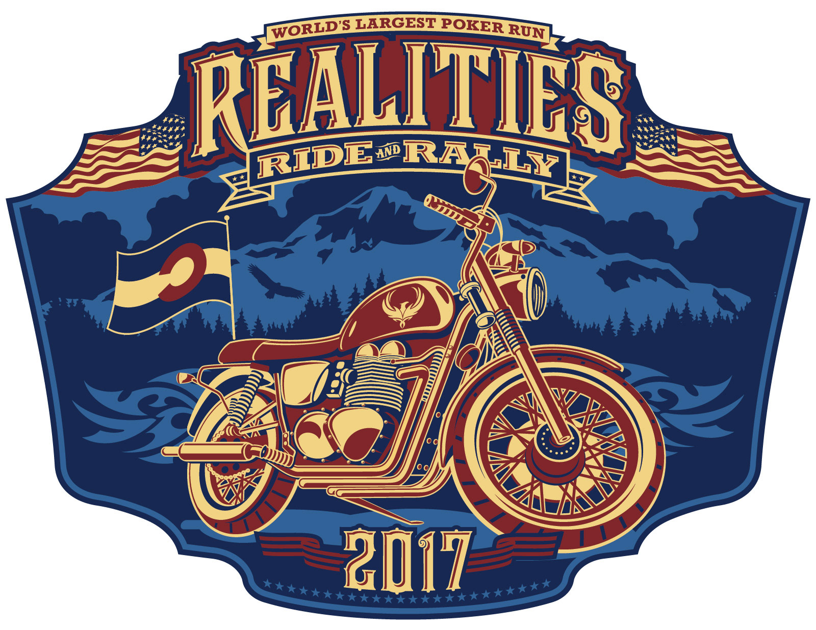 Custom shirt Illustration for annual charity motorcycle rally to benefit children in need.- 2017