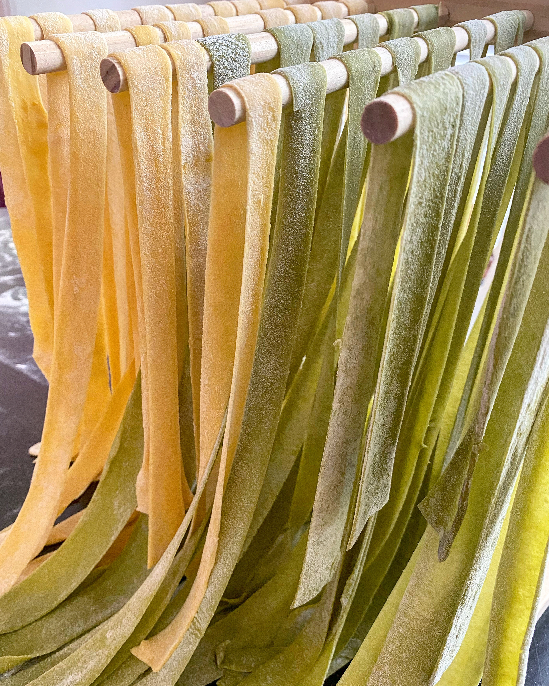 Straw and hay egg and spinach tagliatelle