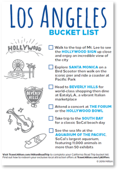 Los Angeles bucketlist (attached to postcard)