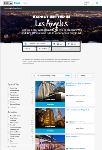 Los Angeles landing page