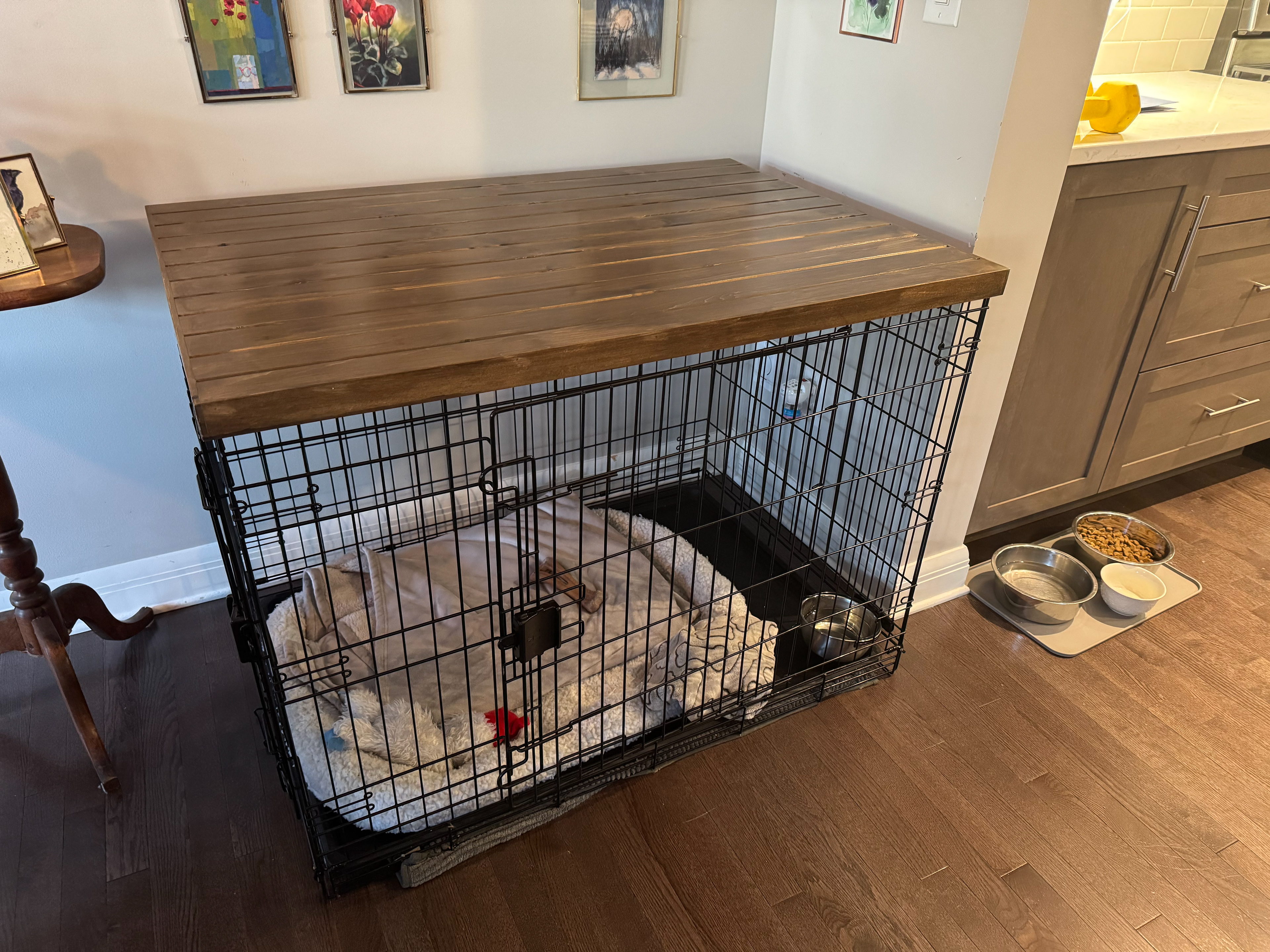 Grooved Pine with Dark Walnut Finish 