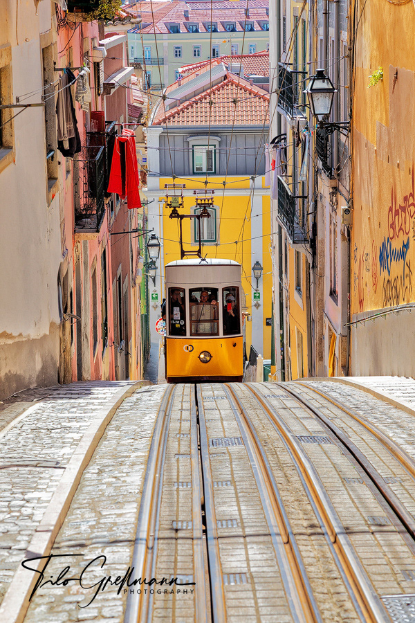 Yellow tram in Lisbon