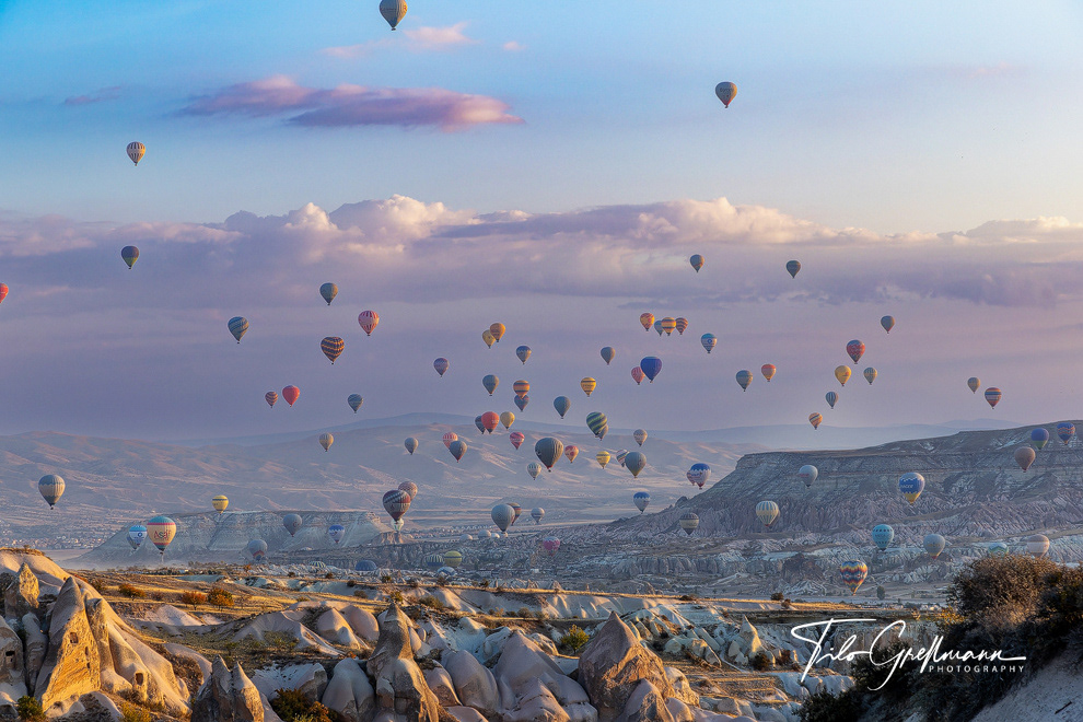 Hot air balloons over Uchisar