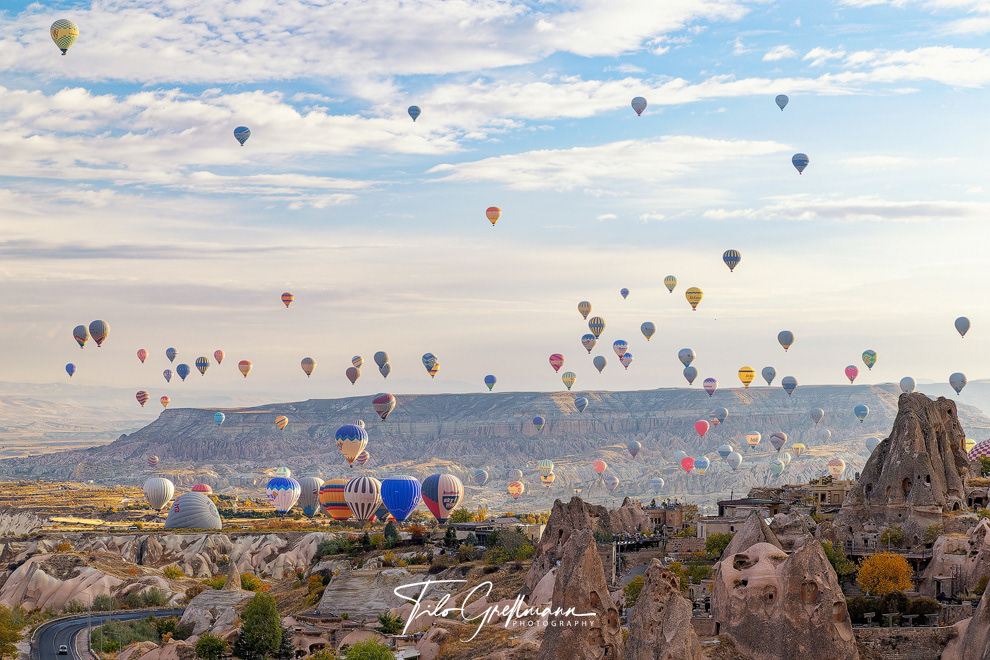 Hot air balloons over Uchisar