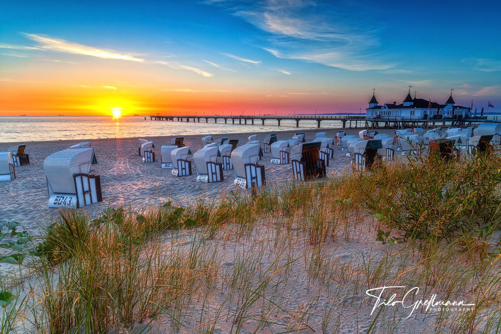 Ahlbeck pier at sunrise