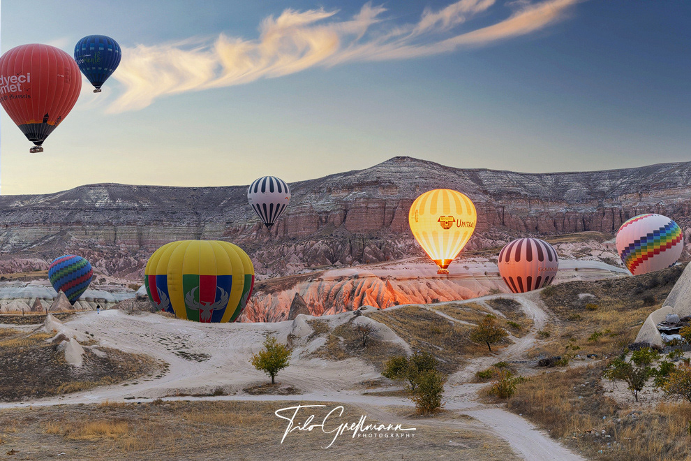 Hot air balloons over the Rose Valley