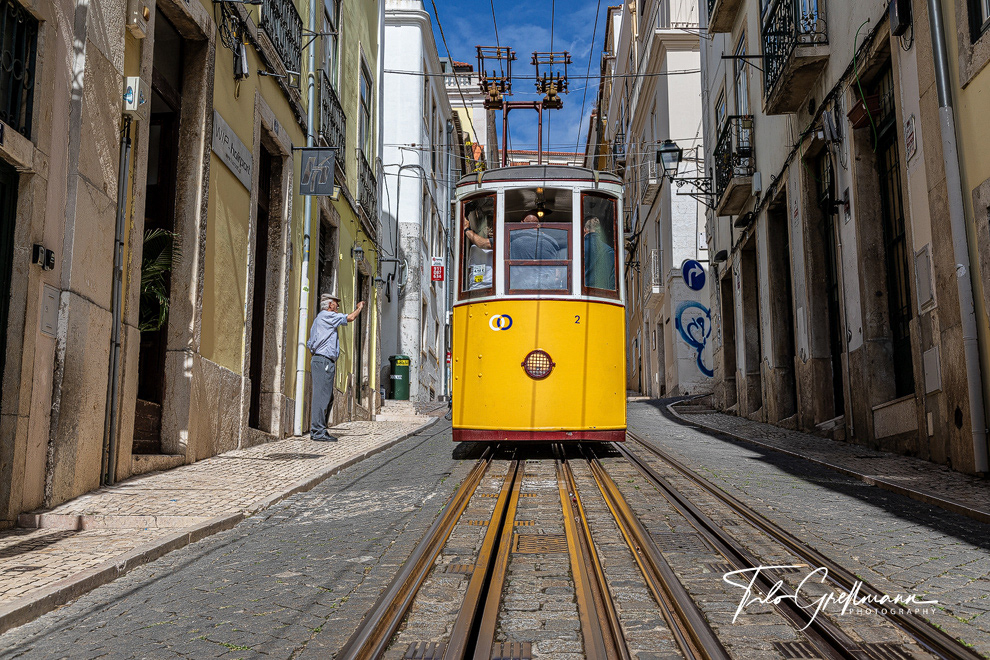 Yellow tram in Lisbon