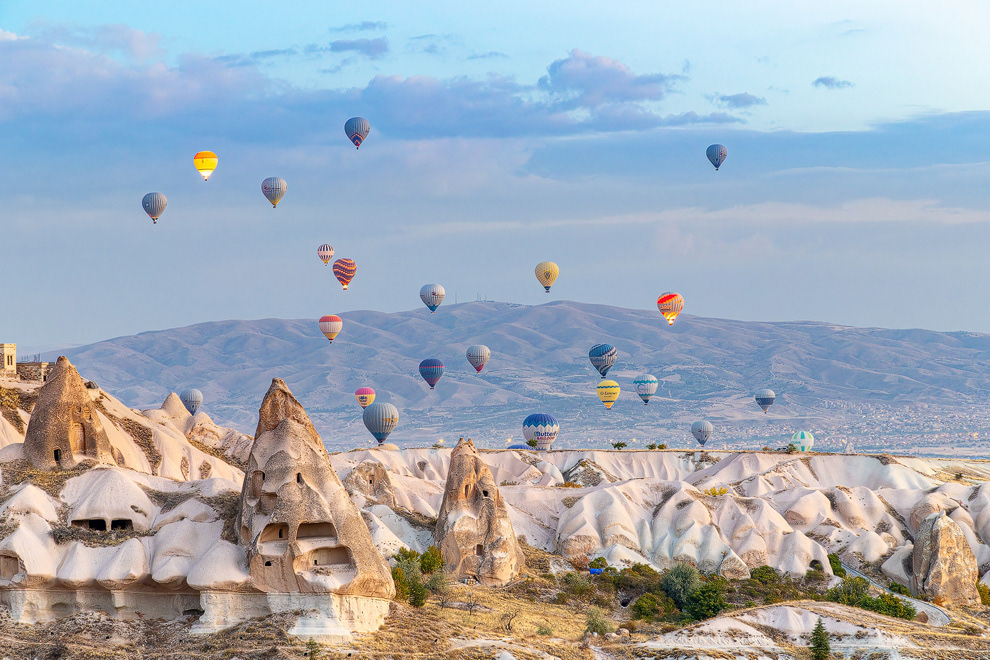 Hot air balloons over Uchisar
