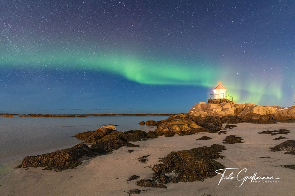 Lighthouse and Northern Lights in Norway
