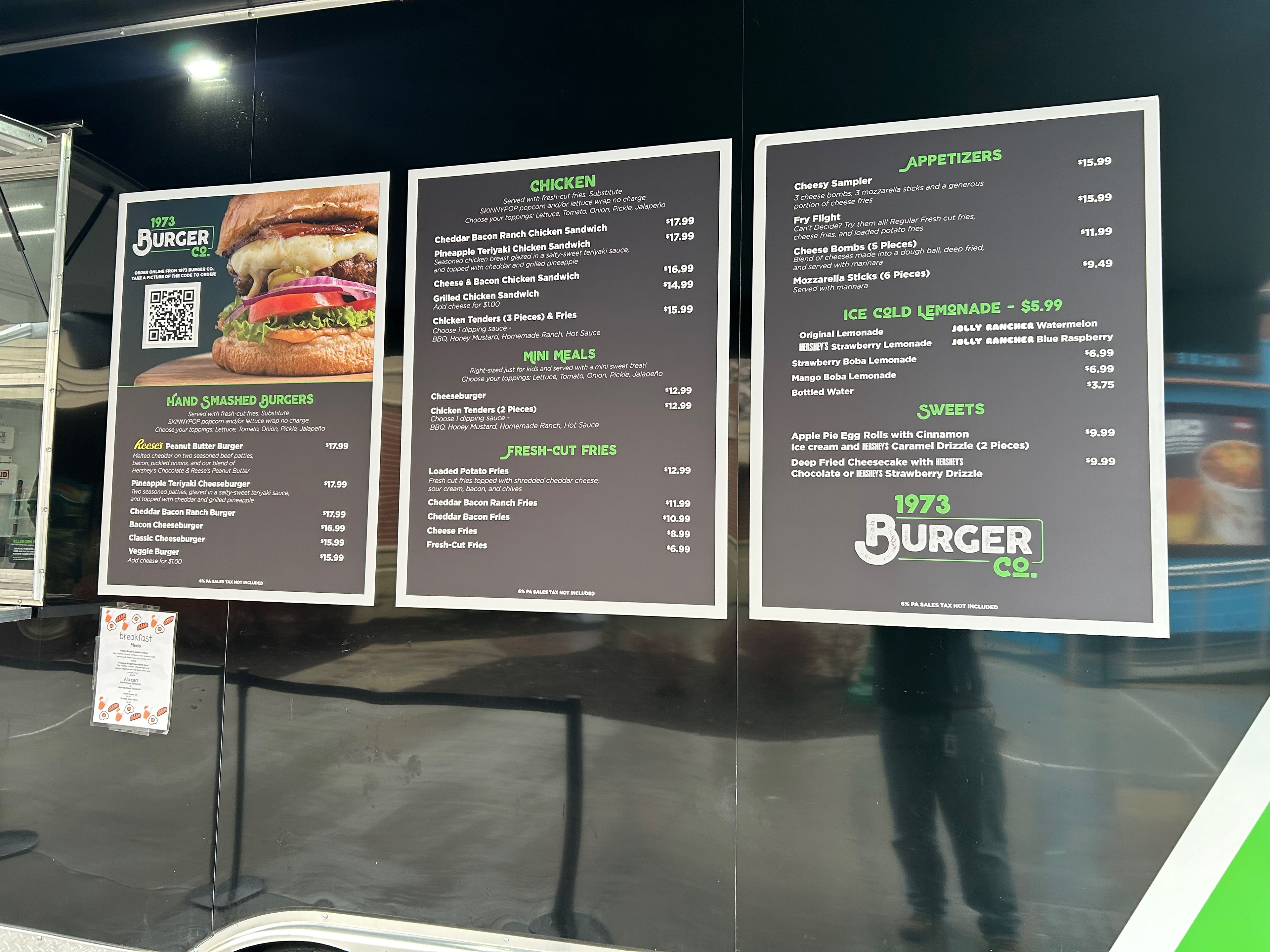 Menus for 1973 Burger Co