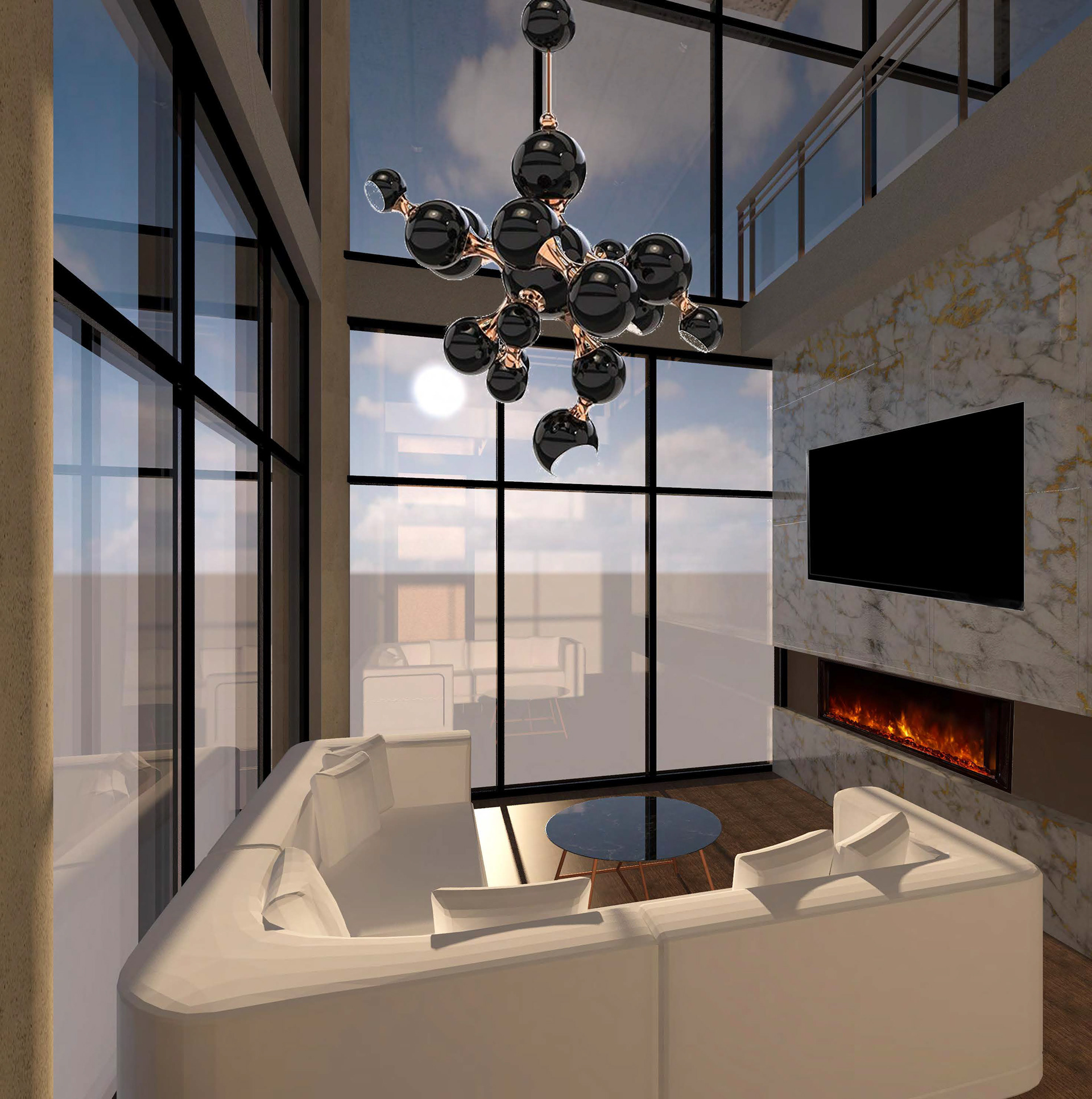 Penthouse double height iiving room