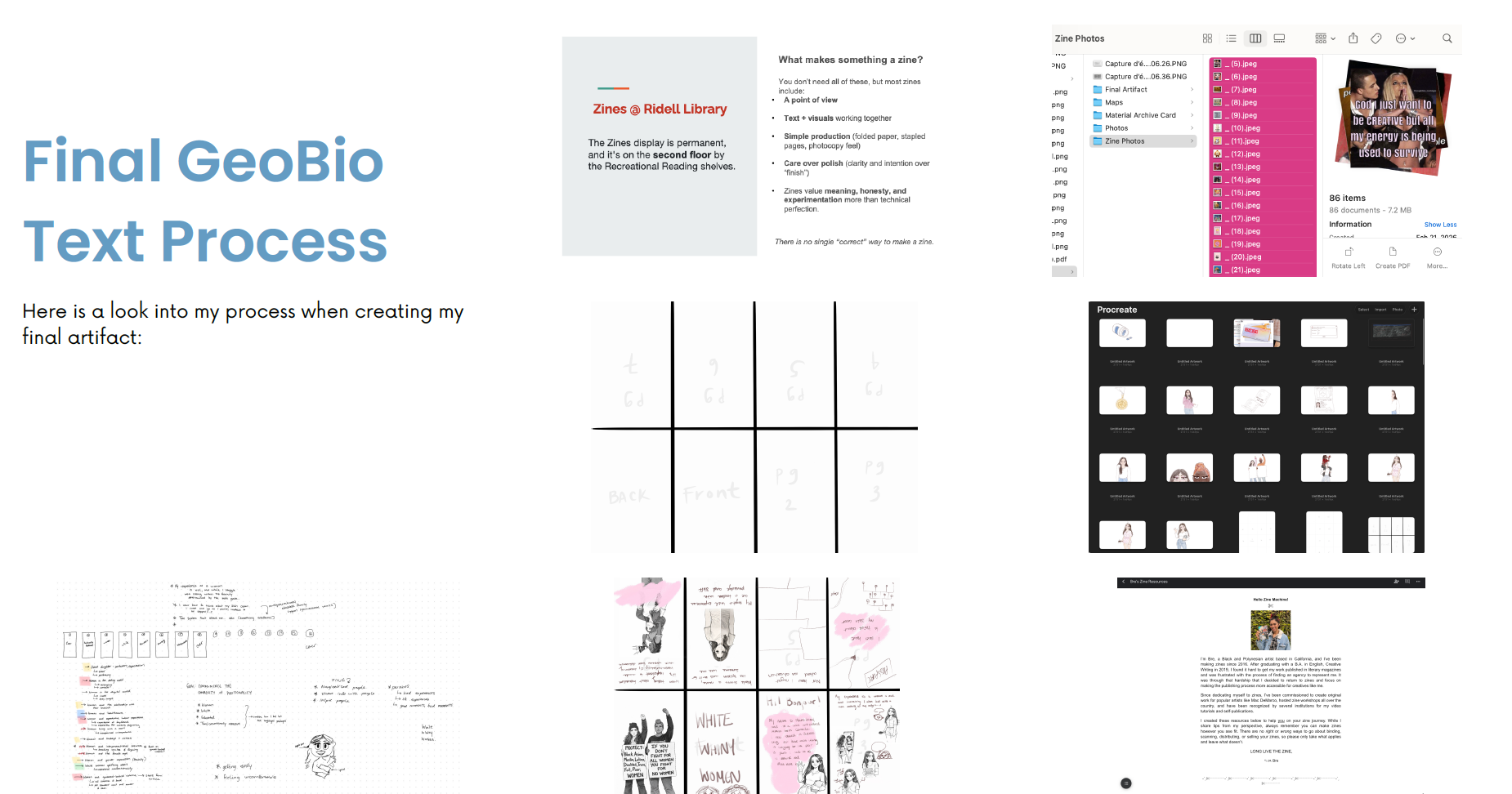 Process of creating the zine
