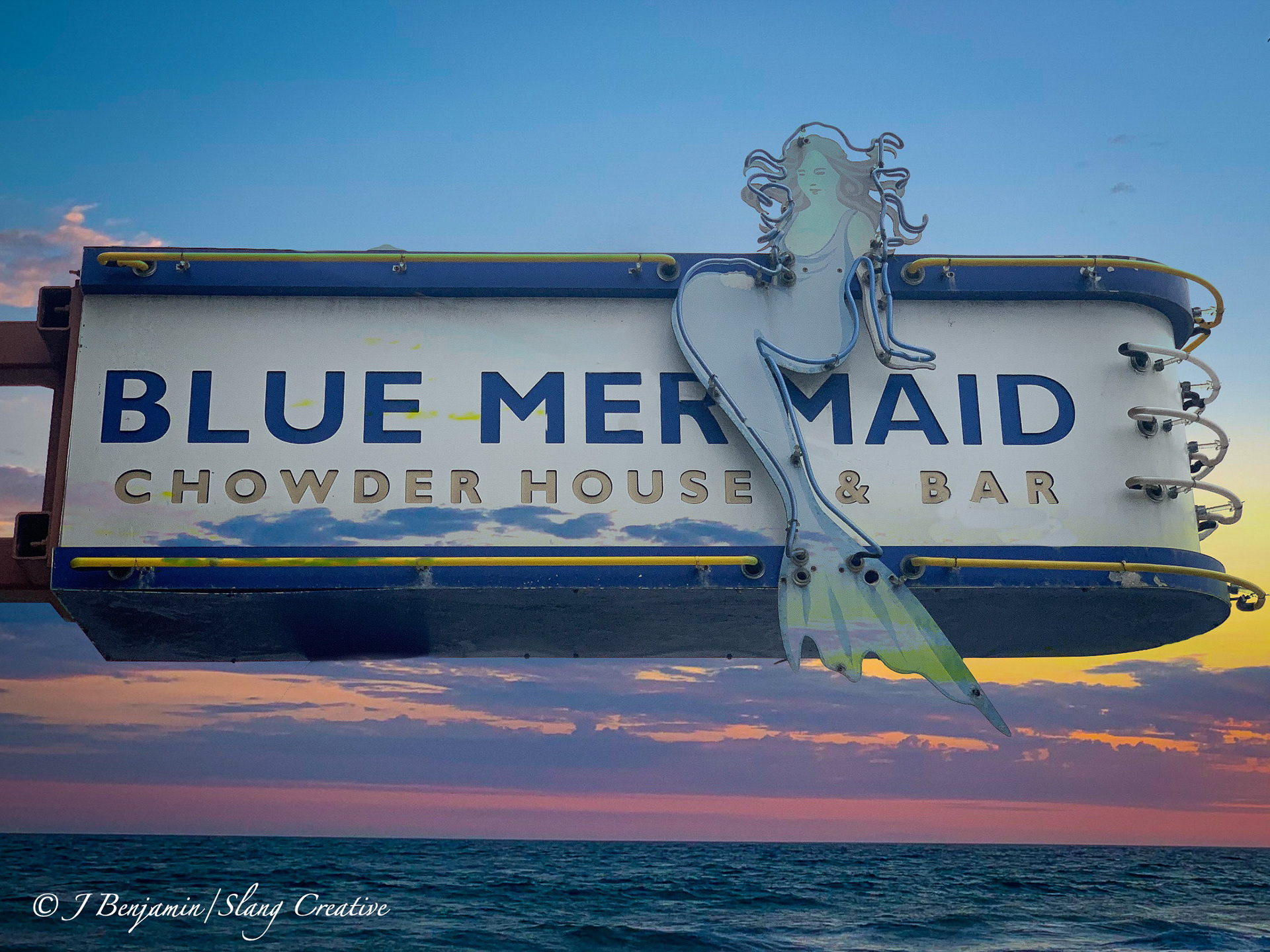 Blue Mermaid Over Water - San Francisco CA
