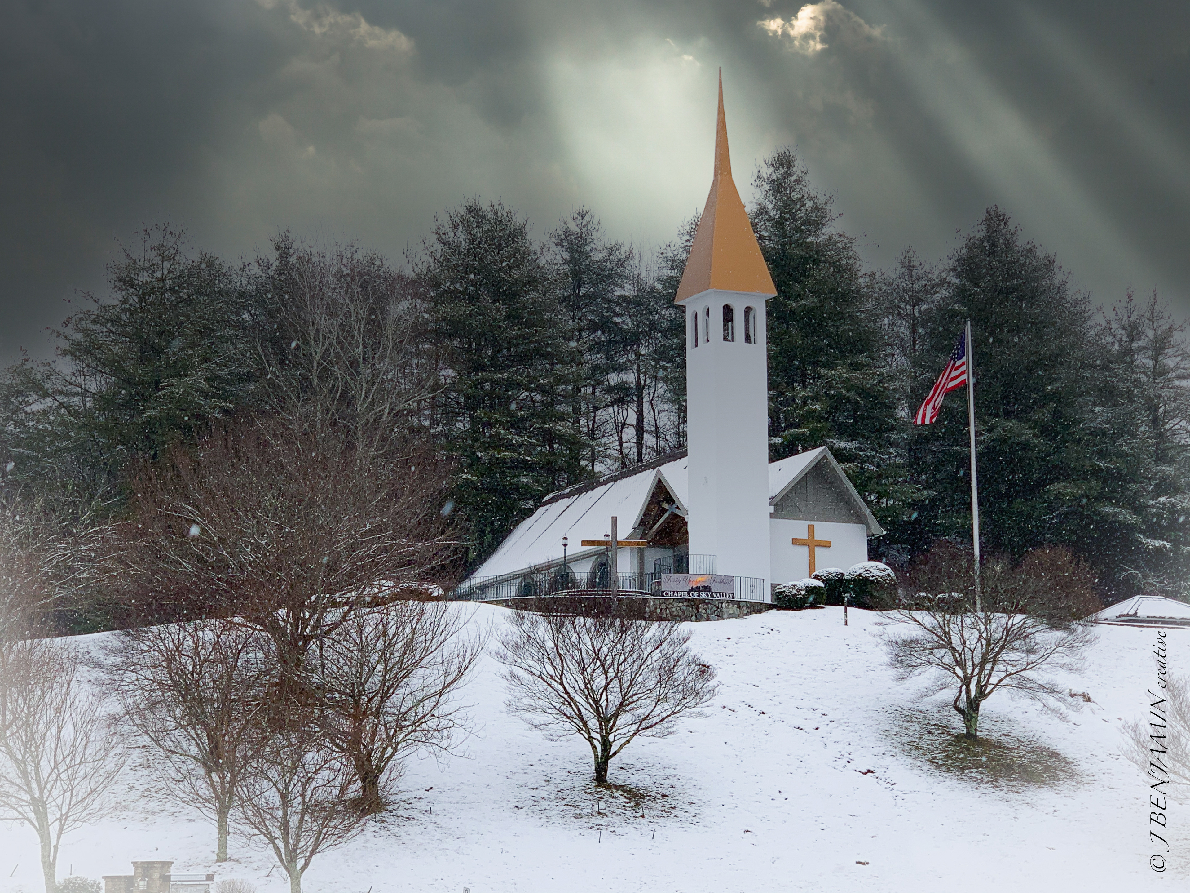 Chapel with Sunbeams - Sky Valley GA