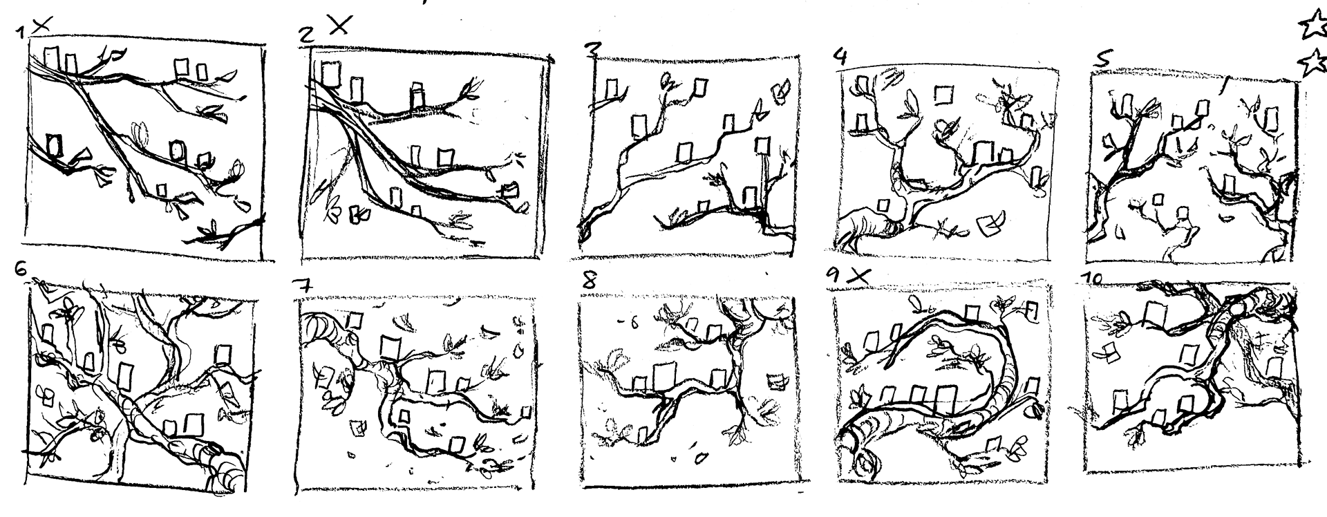 Preliminary composition thumbnails.