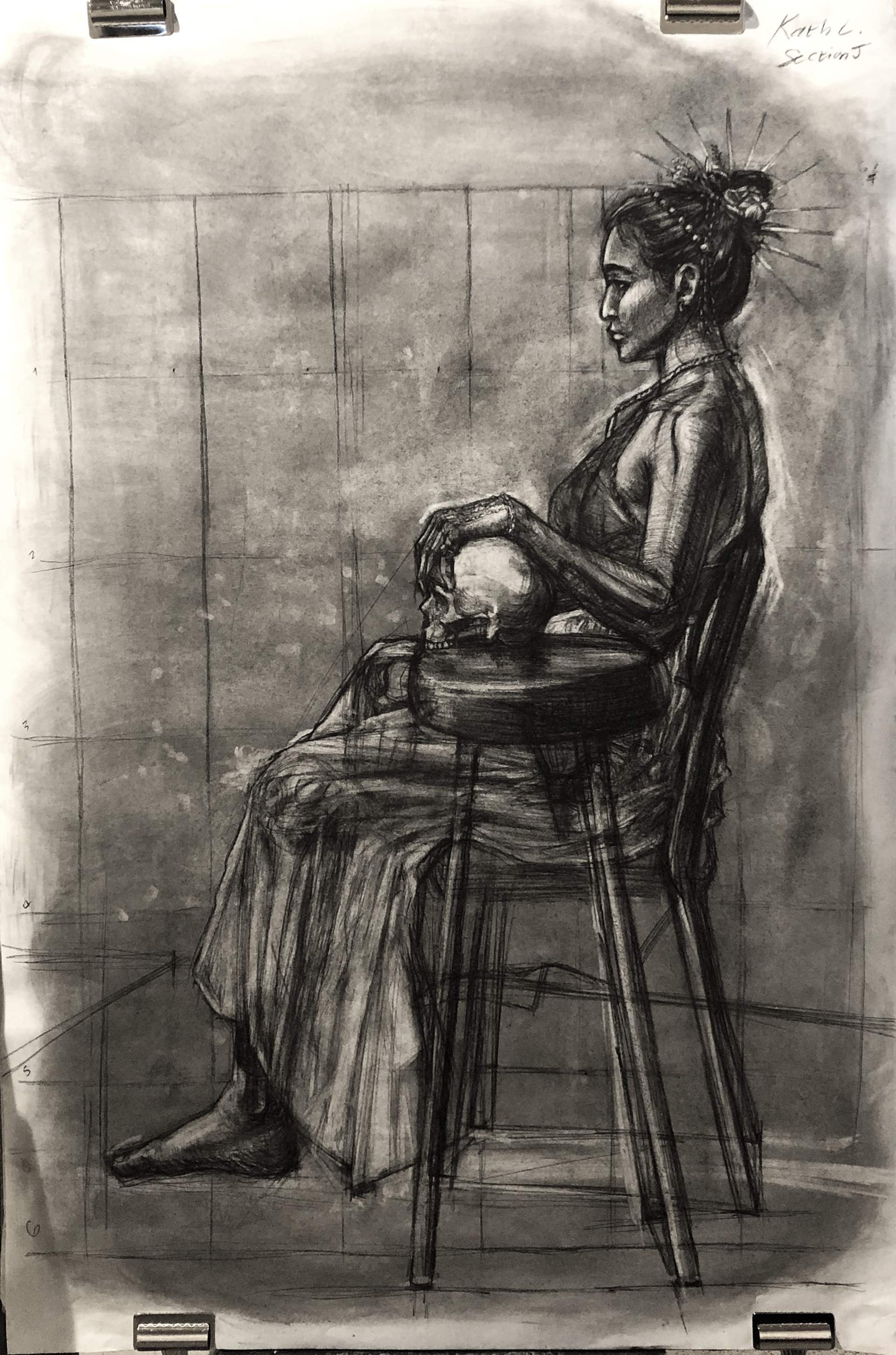 Life Drawing II  Assignment, Charcoal Pencil,  2023.