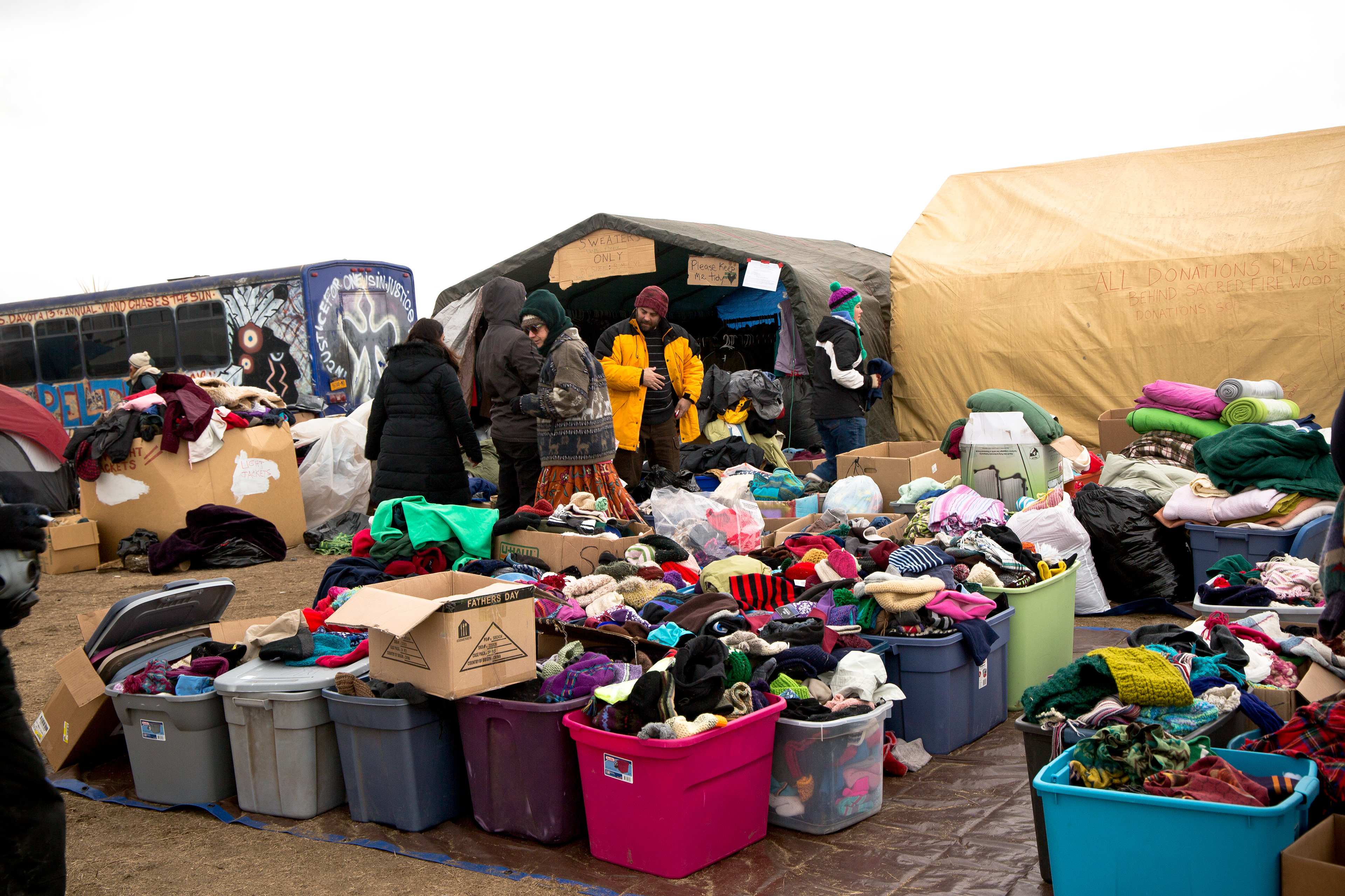 Thousands of donated items including jackets, food and toiletries poured in from supporters all over the world.