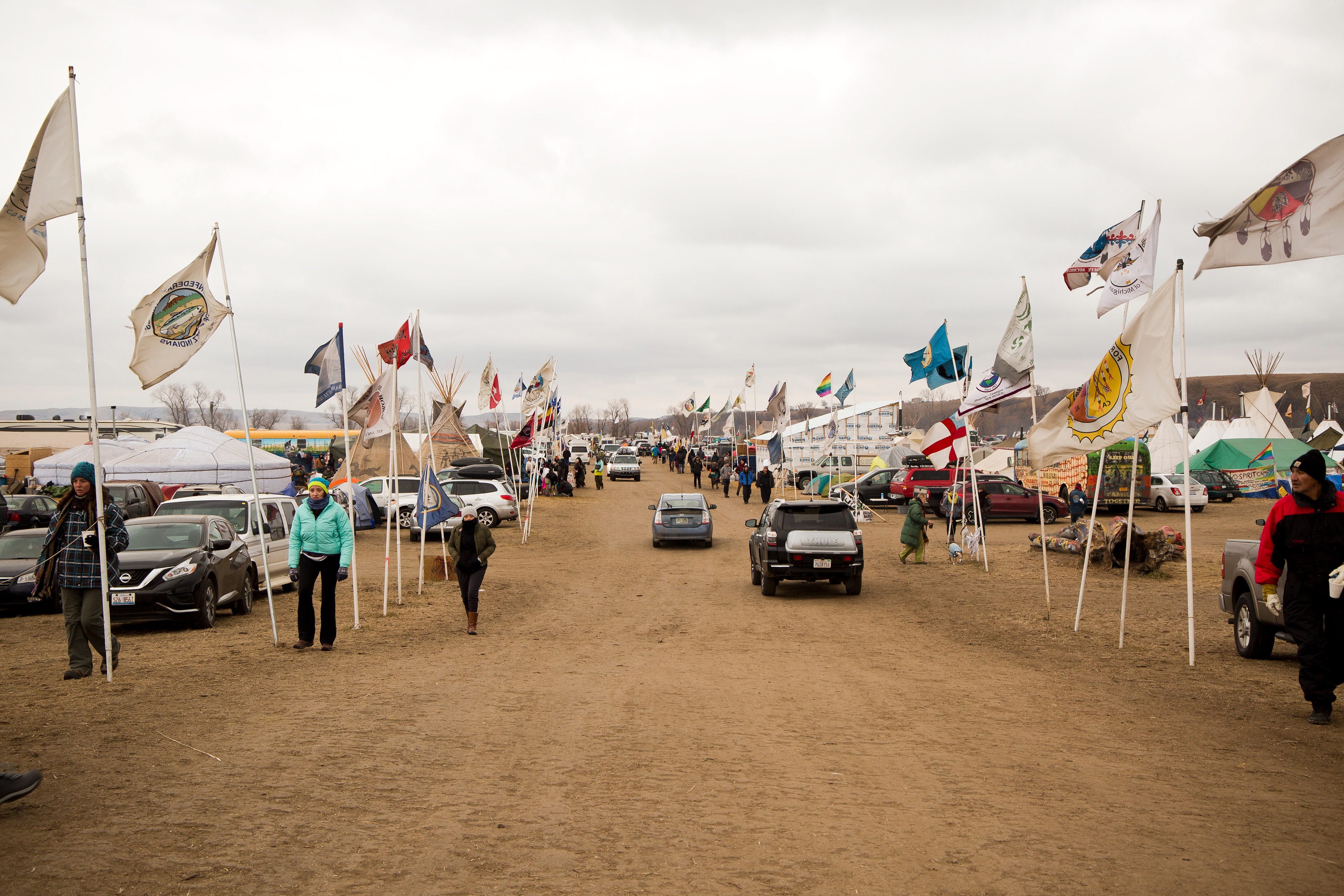 The main road through Oceti Sakowin camp.