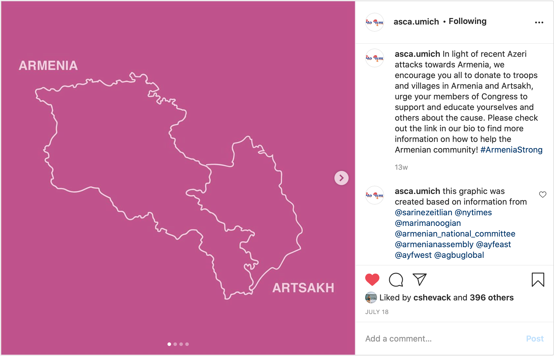 Informative Carousel Post regarding what's happening in Artsakh and Armenia, 2020