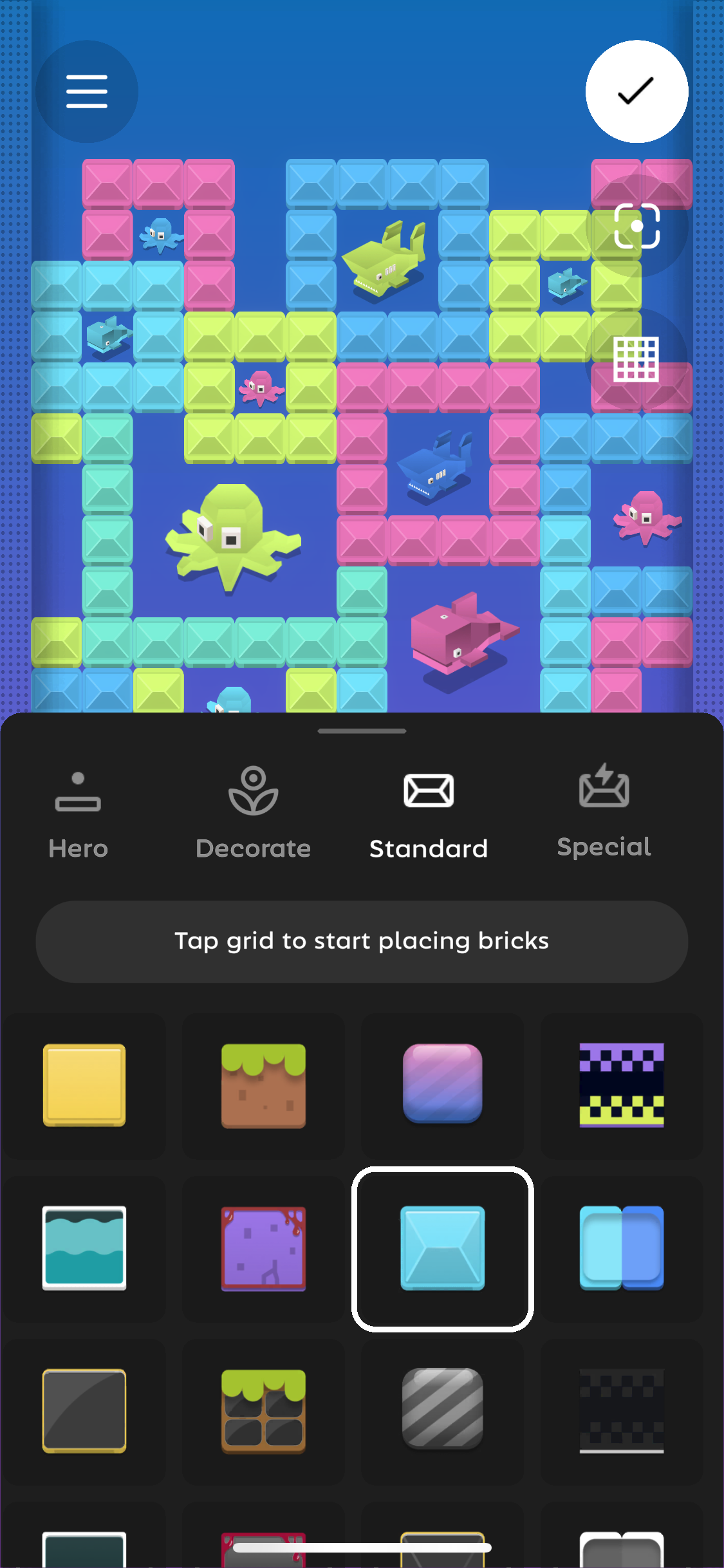 Stamp to place bricks